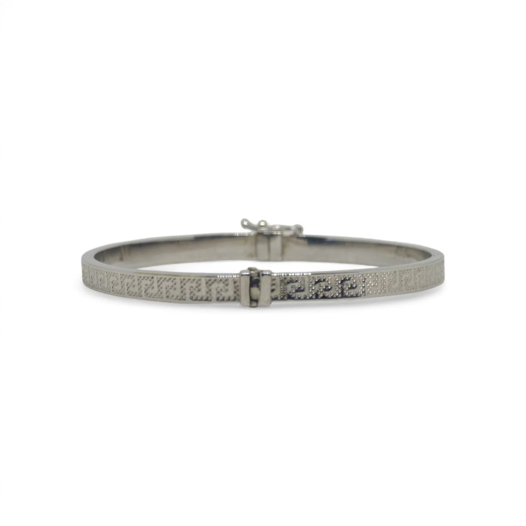 Bracciale donna con design greco in oro bianco 750
