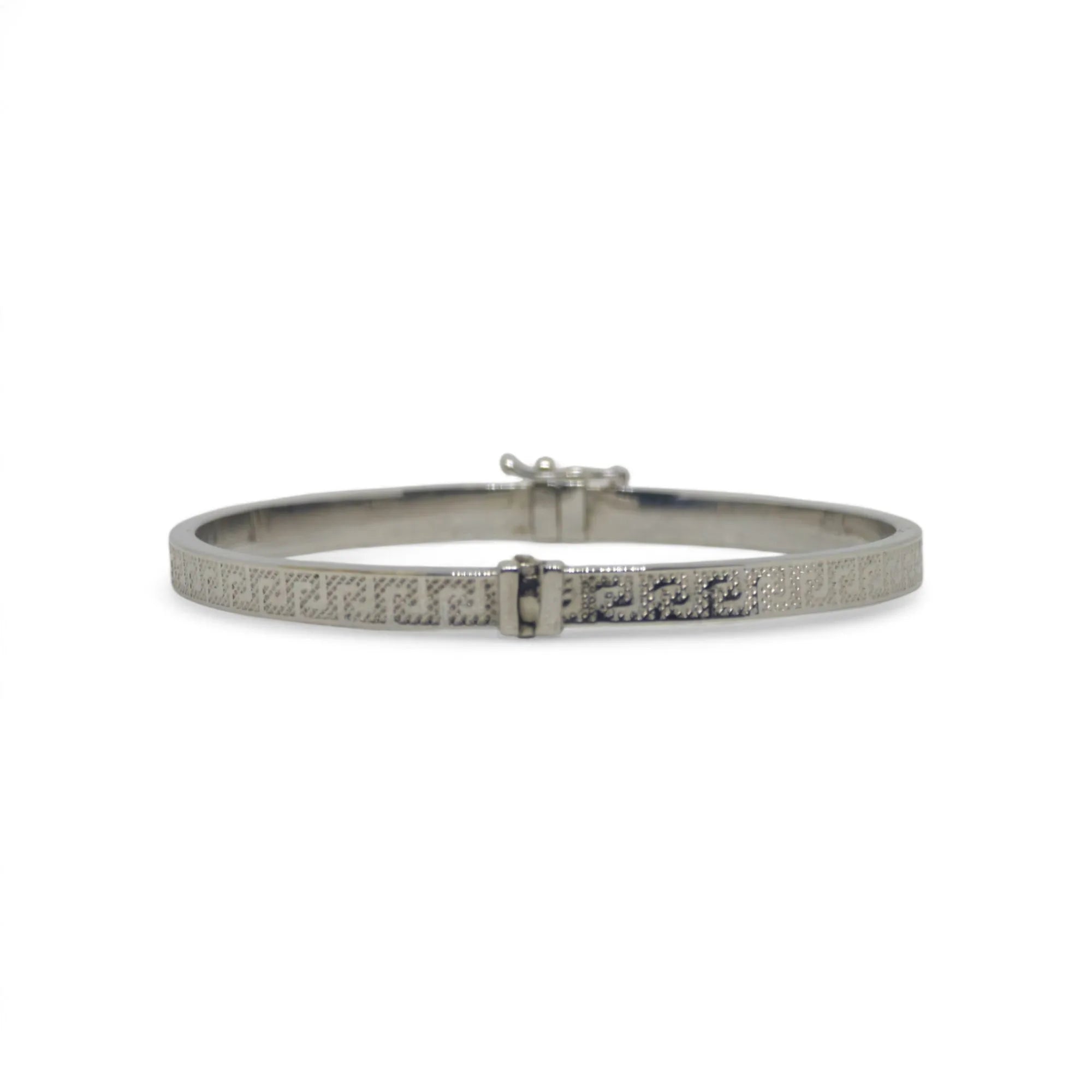 Bracciale donna con design greco in oro bianco 750