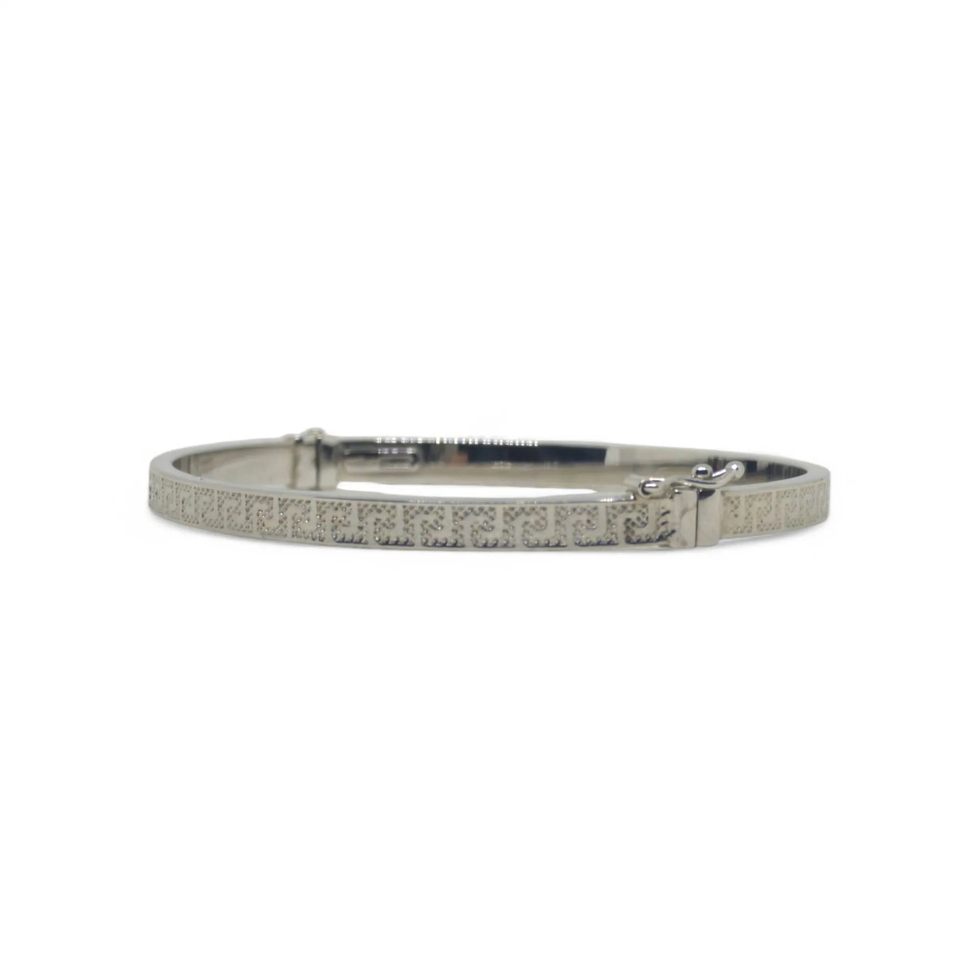 Bracciale donna con design greco in oro bianco 750