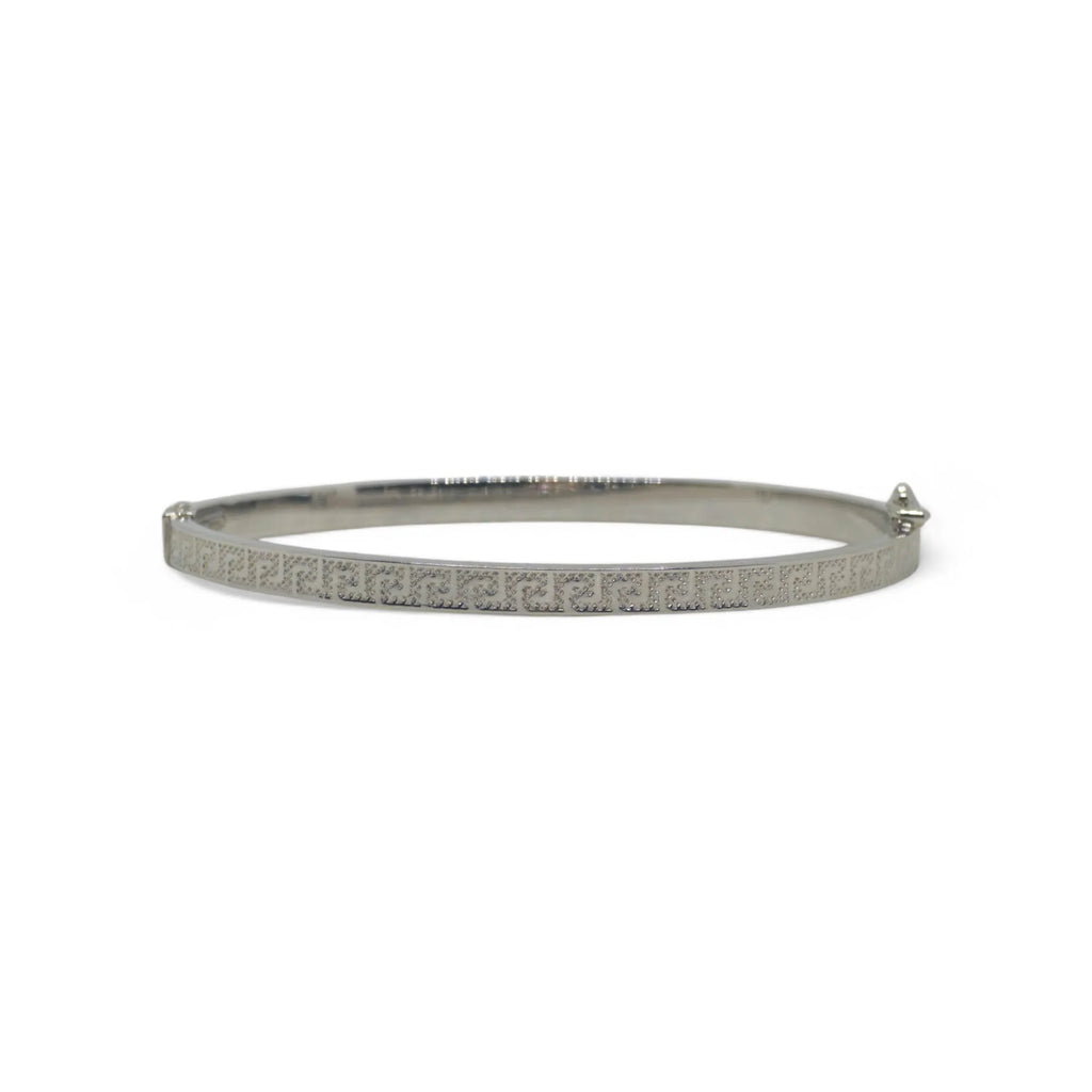 Bracciale donna con design greco in oro bianco 750