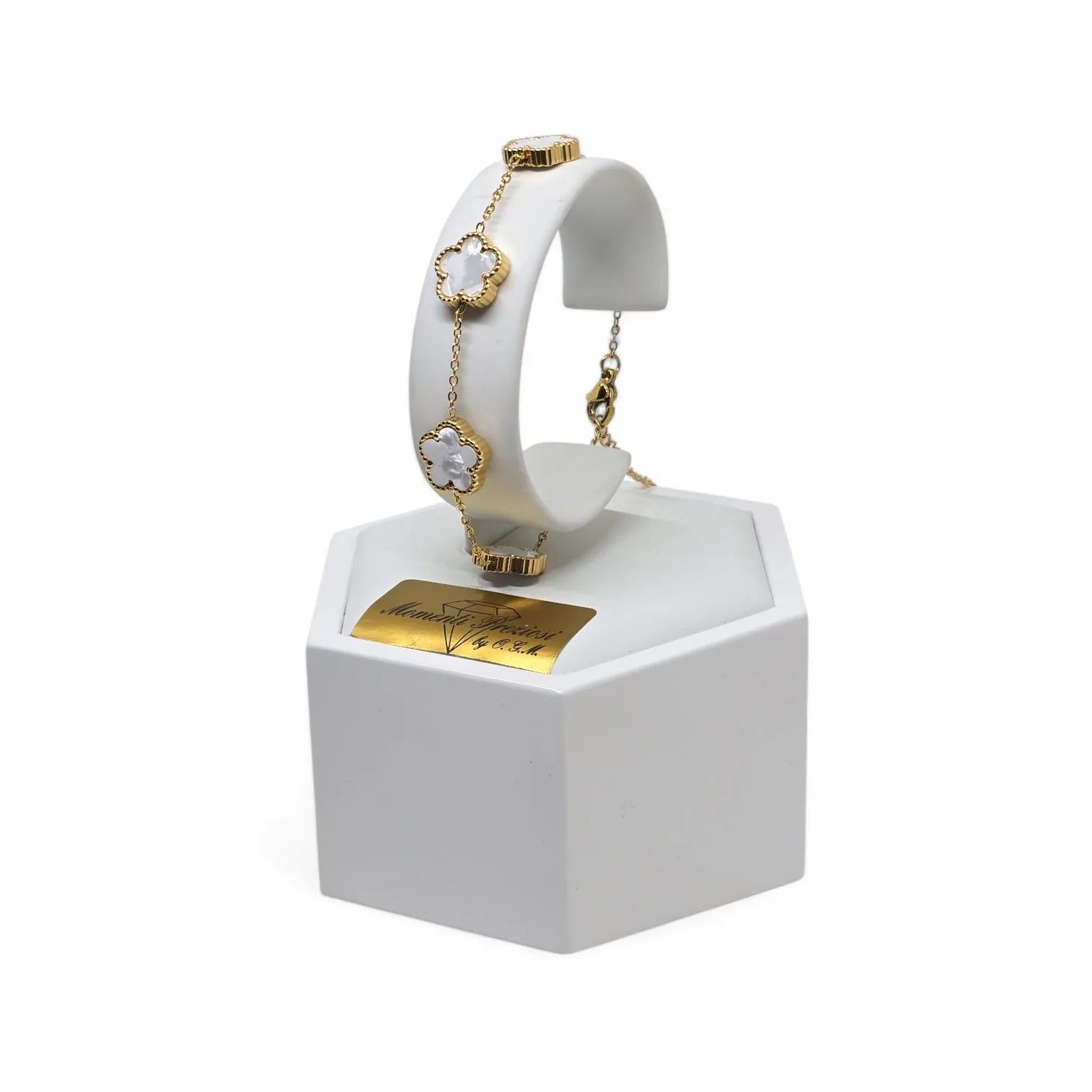Bracciale donna gioielli Fiori Bianchi perla - Eleganza e Stile in Ogni Dettaglio