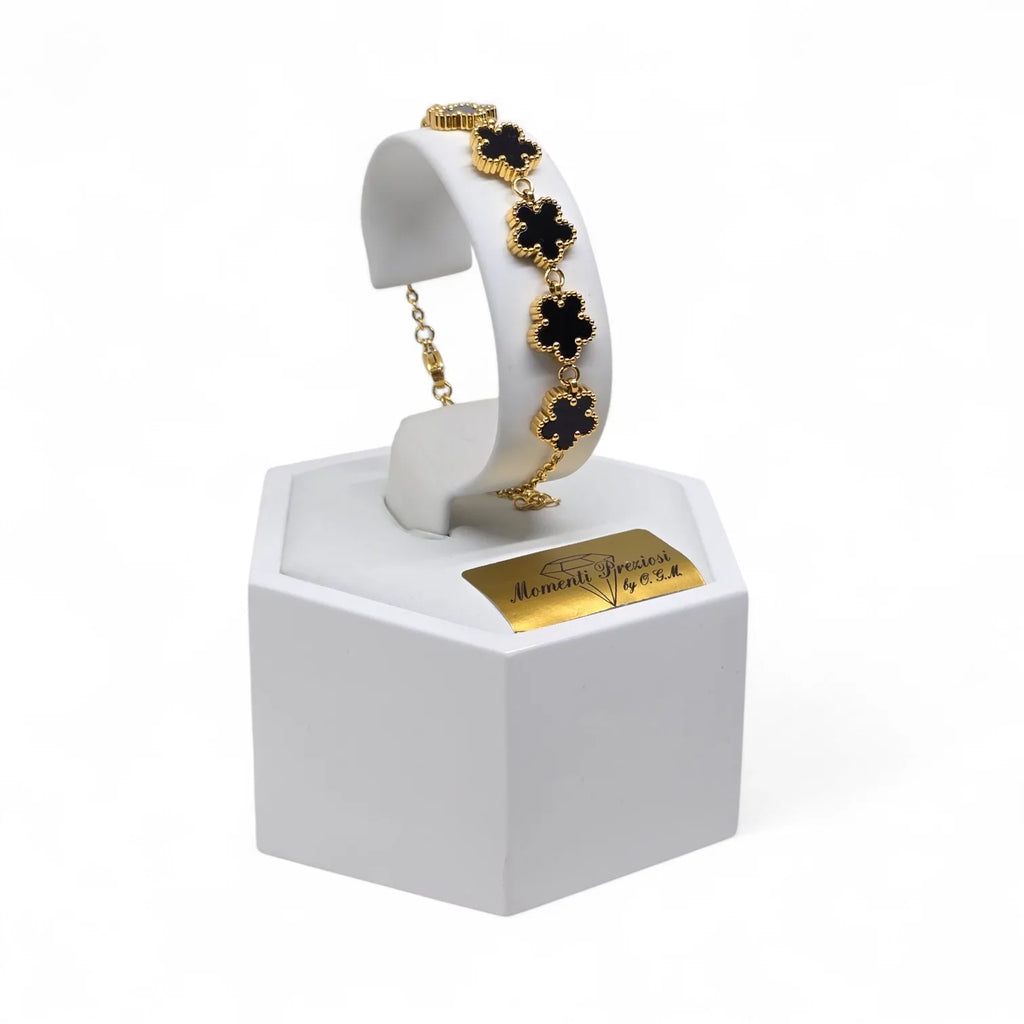 Bracciale donna gioielli Fiori Nero - Eleganza e Stile in Ogni Dettaglio