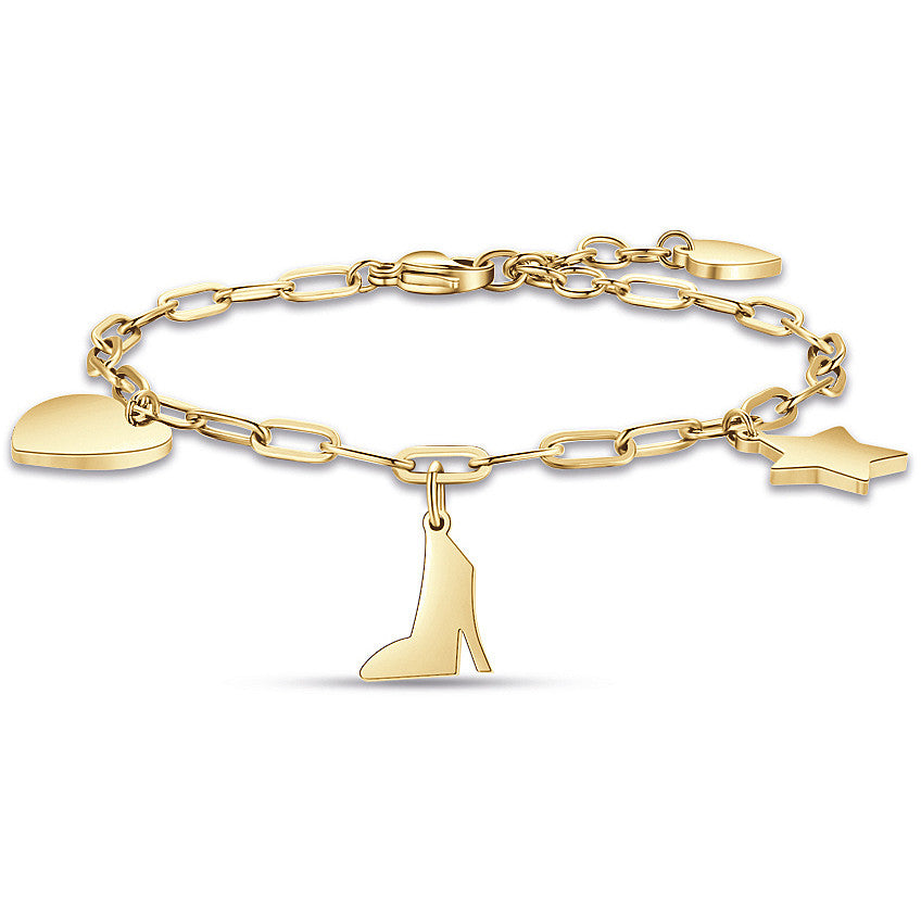 Bracciale donna gioielli Luca Barra acciaio simboli bk2153 in acciaio dorato