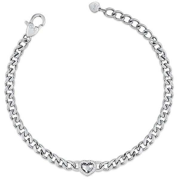 Bracciale donna gioielli Ops Objects Fable con cuore e cristallo bianco opsbr-761