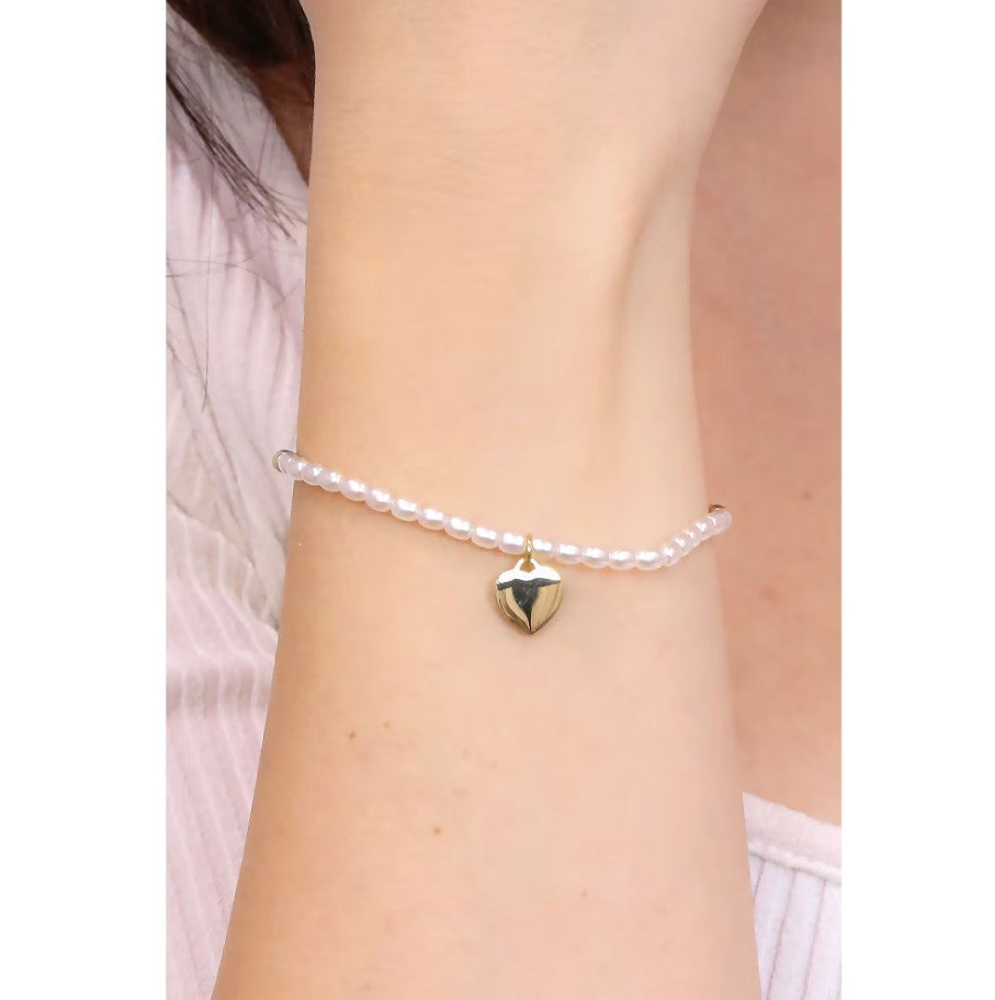 Bracciale donna gioielli Ops Objects funny pearls OPSBR-821 con pendente cuore dorato