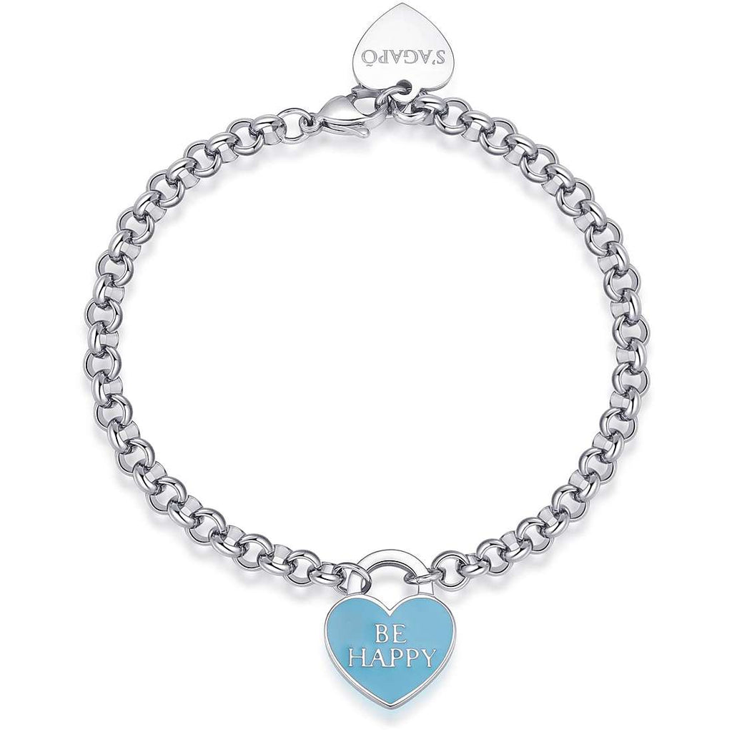 Bracciale donna gioielli Sagapò Be My Always sbm86 cuore azzurro