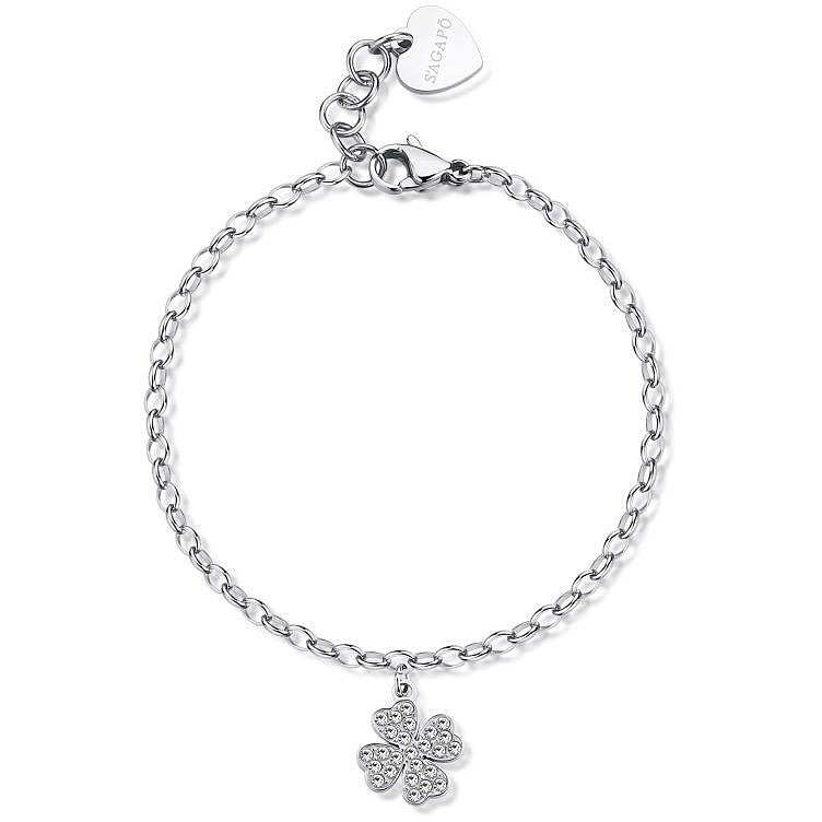 Bracciale donna gioielli Sagapò HAPPY shar29 con quadrifoglio zirconato