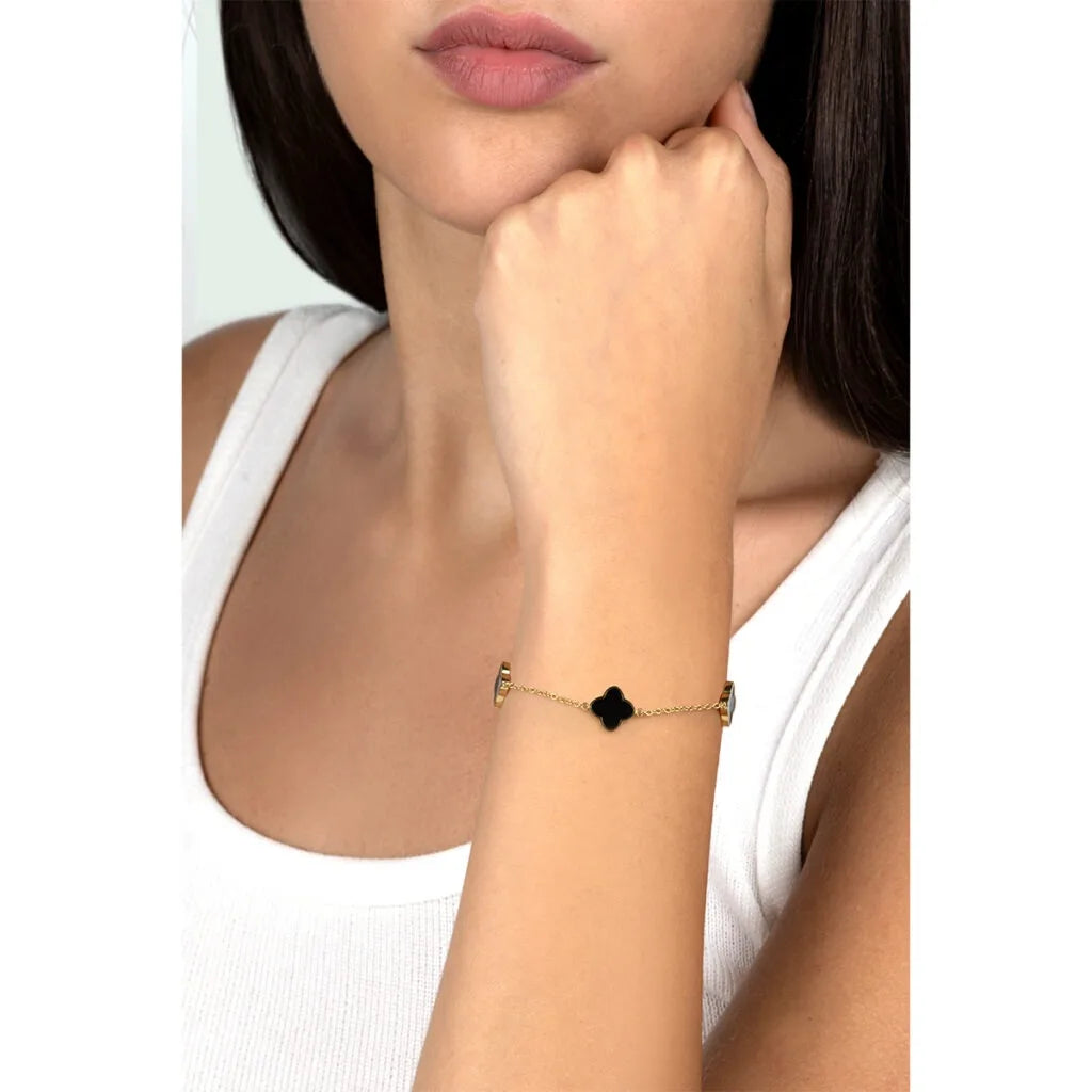 Bracciale donna in acciaio con quadrifoglio OPSBR-972