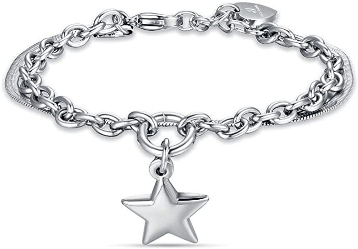 Bracciale donna in acciaio con stella Luca Barra BK2208