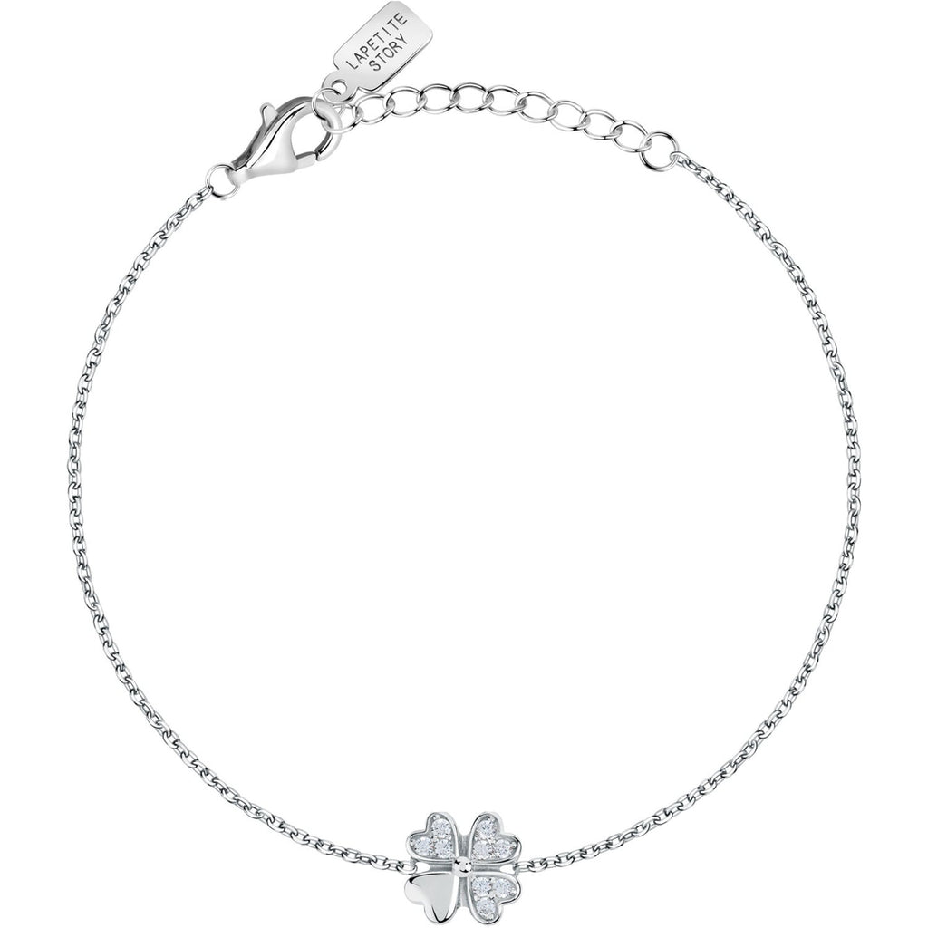 Bracciale donna in argento con ciondolo quadrifoglio zirconato lps05awv23