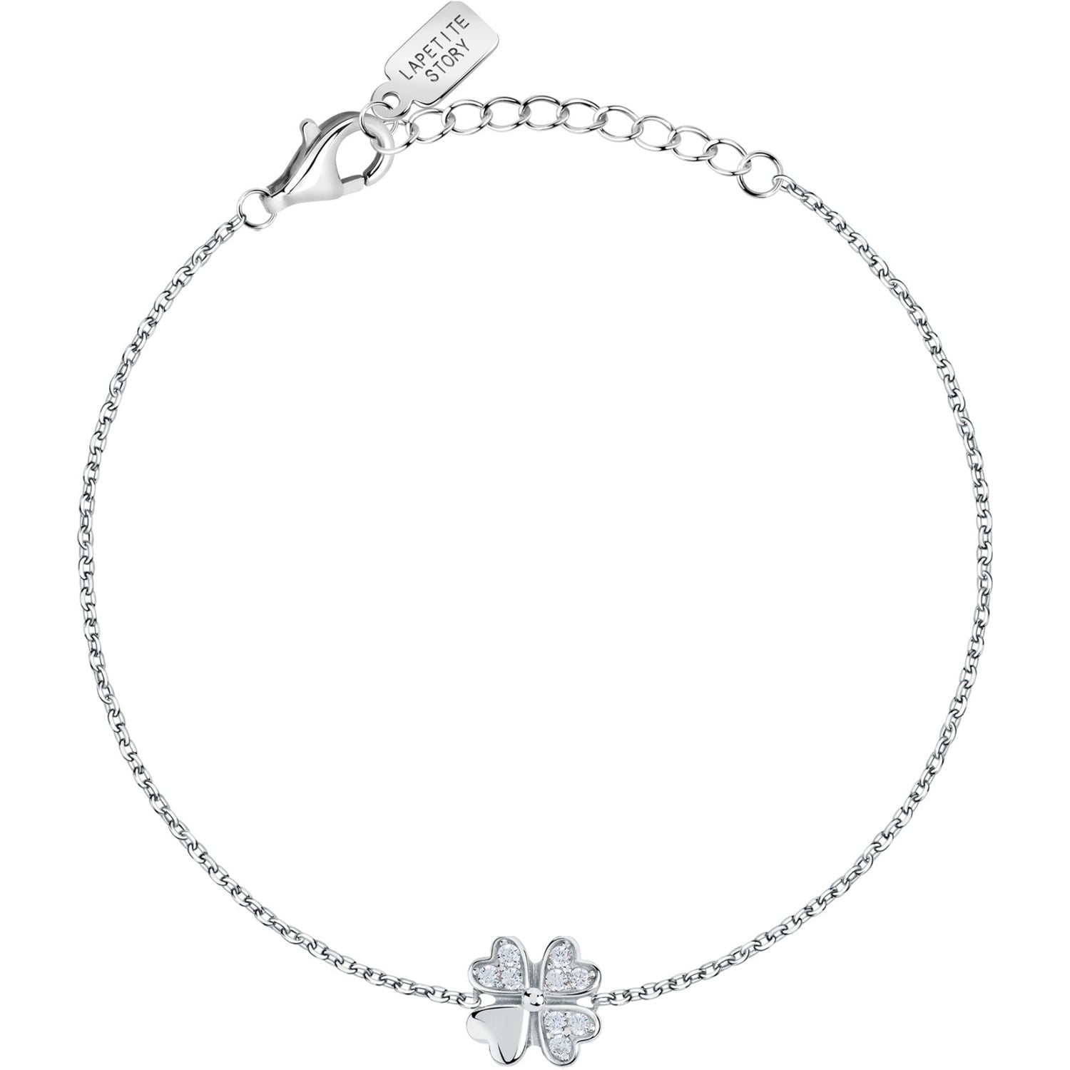 Damenarmband aus Silber mit vierblättrigem Zirkonia-Kleeblatt-Anhänger lps05awv23