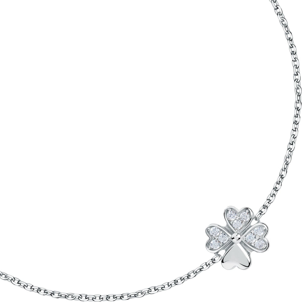 Bracciale donna in argento con ciondolo quadrifoglio zirconato lps05awv23