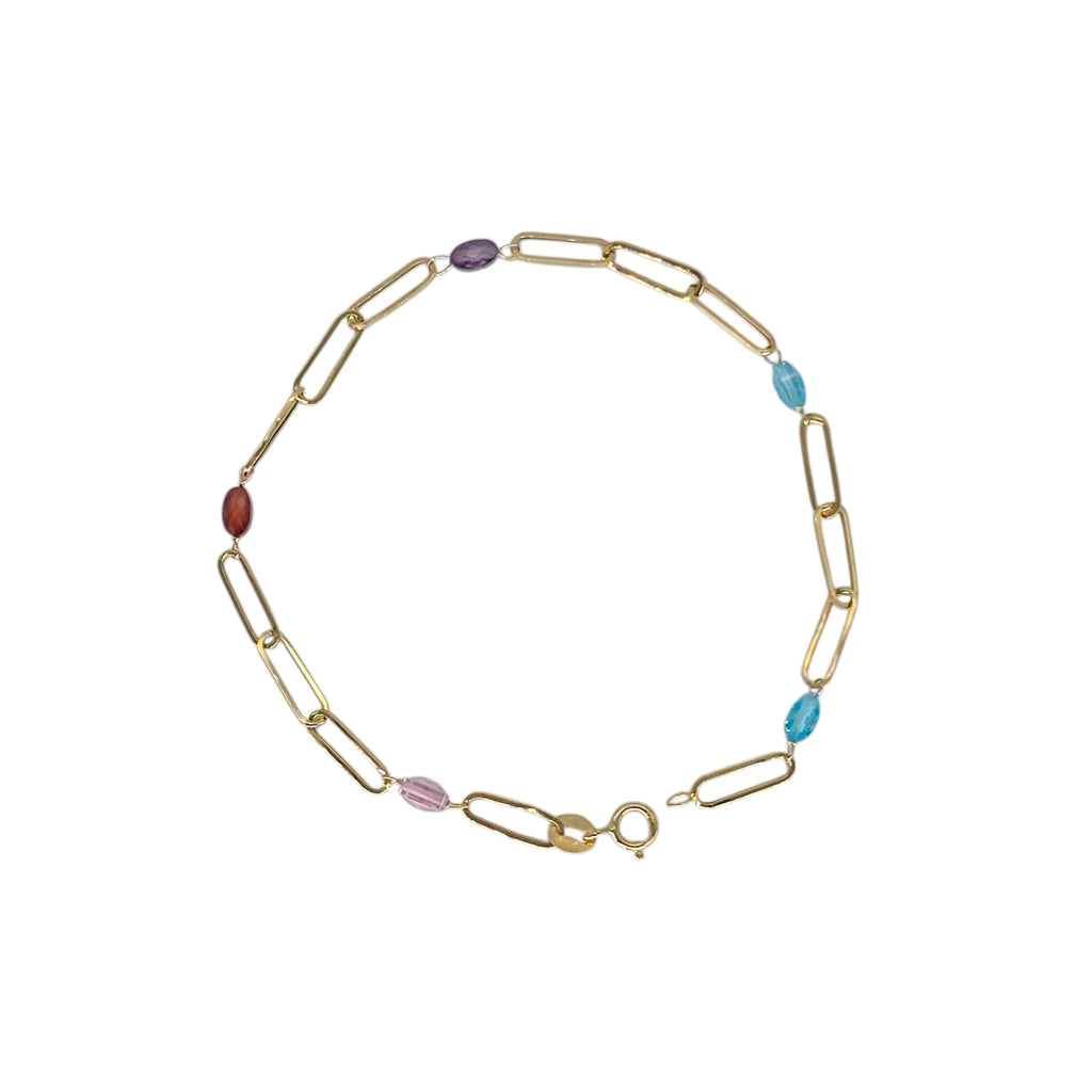 Bracciale donna in oro 18kt con pietre colorate leggero