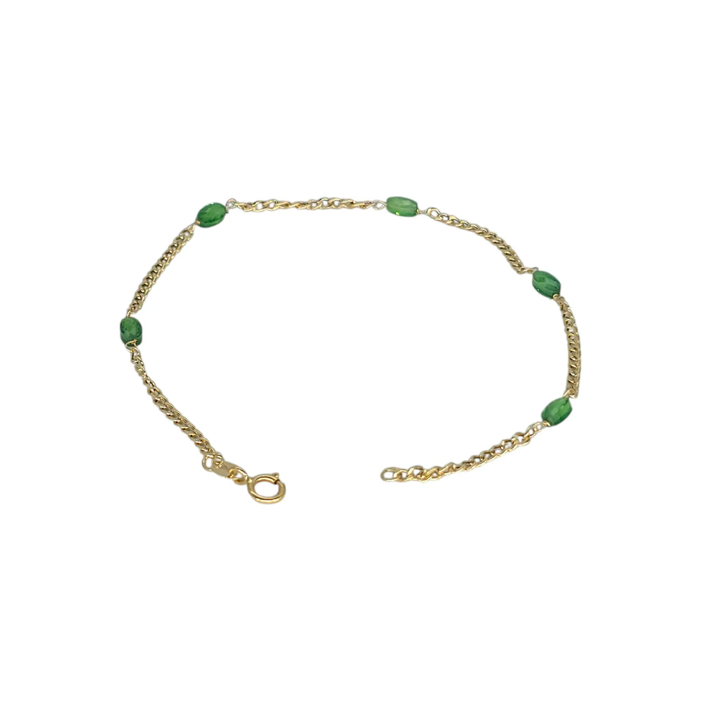 Bracciale donna in oro 18kt con pietre verdi leggero