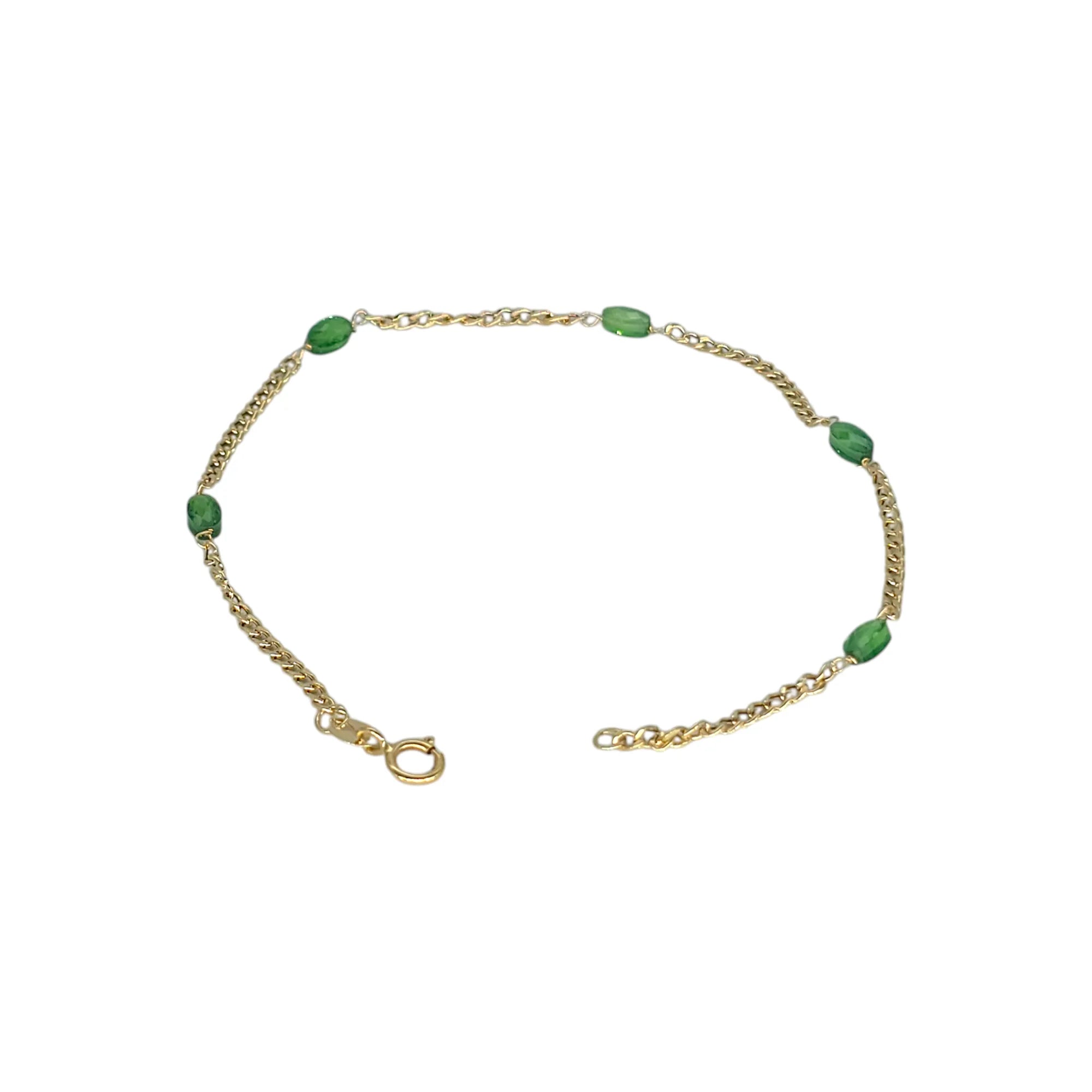 Bracciale donna in oro 18kt con pietre verdi leggero