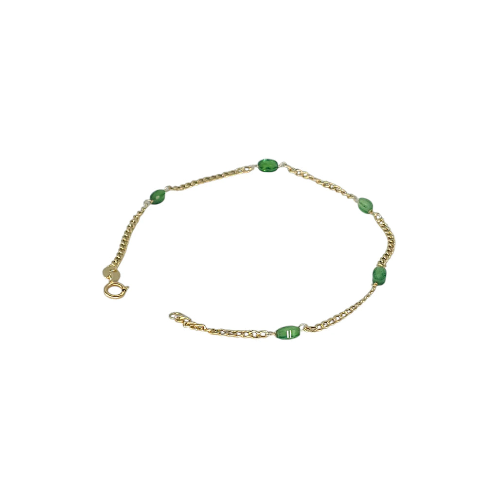 Bracciale donna in oro 18kt con pietre verdi leggero