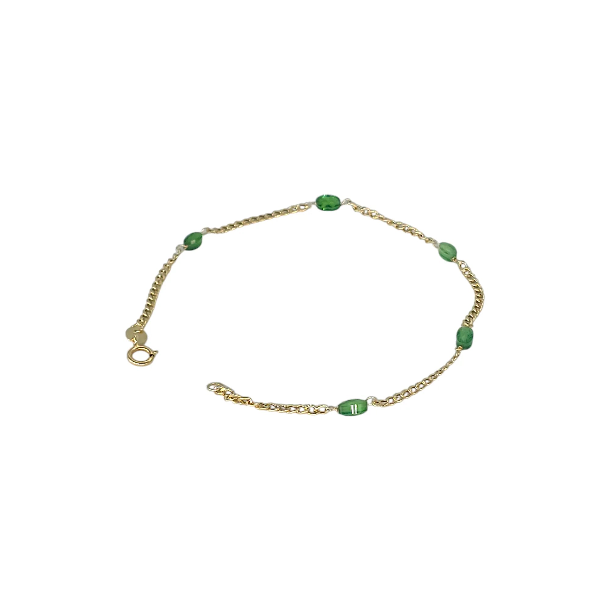 Bracciale donna in oro 18kt con pietre verdi leggero
