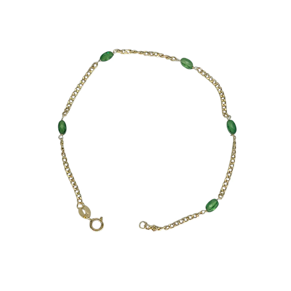 Bracciale donna in oro 18kt con pietre verdi leggero