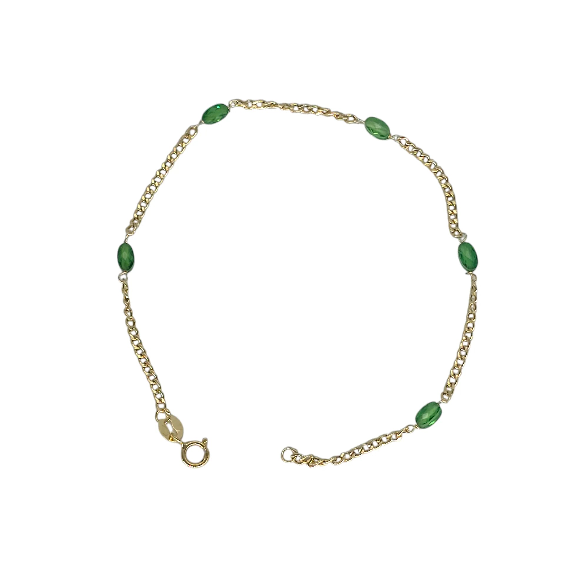 Bracciale donna in oro 18kt con pietre verdi leggero
