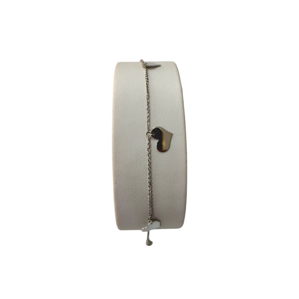 Bracciale donna in oro bianco 18kt con cuori pendenti