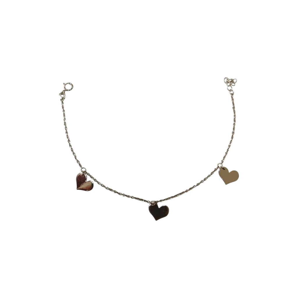 Bracciale donna in oro bianco 18kt con cuori pendenti
