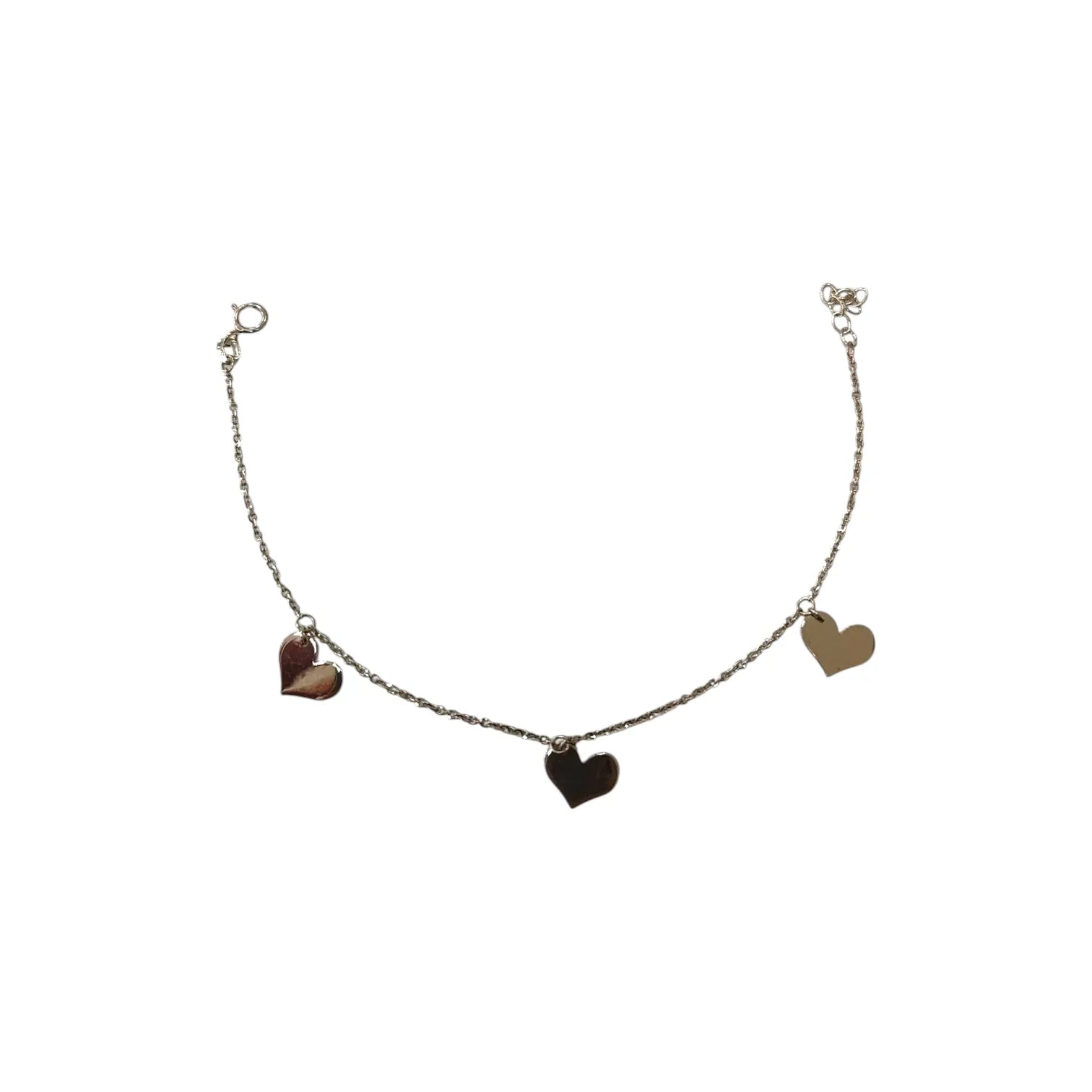 Bracciale donna in oro bianco 18kt con cuori pendenti