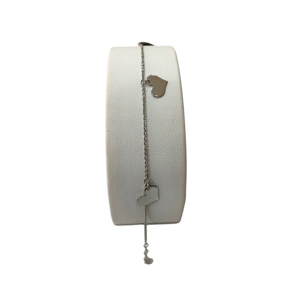 Bracciale donna in oro bianco 18kt con cuori pendenti