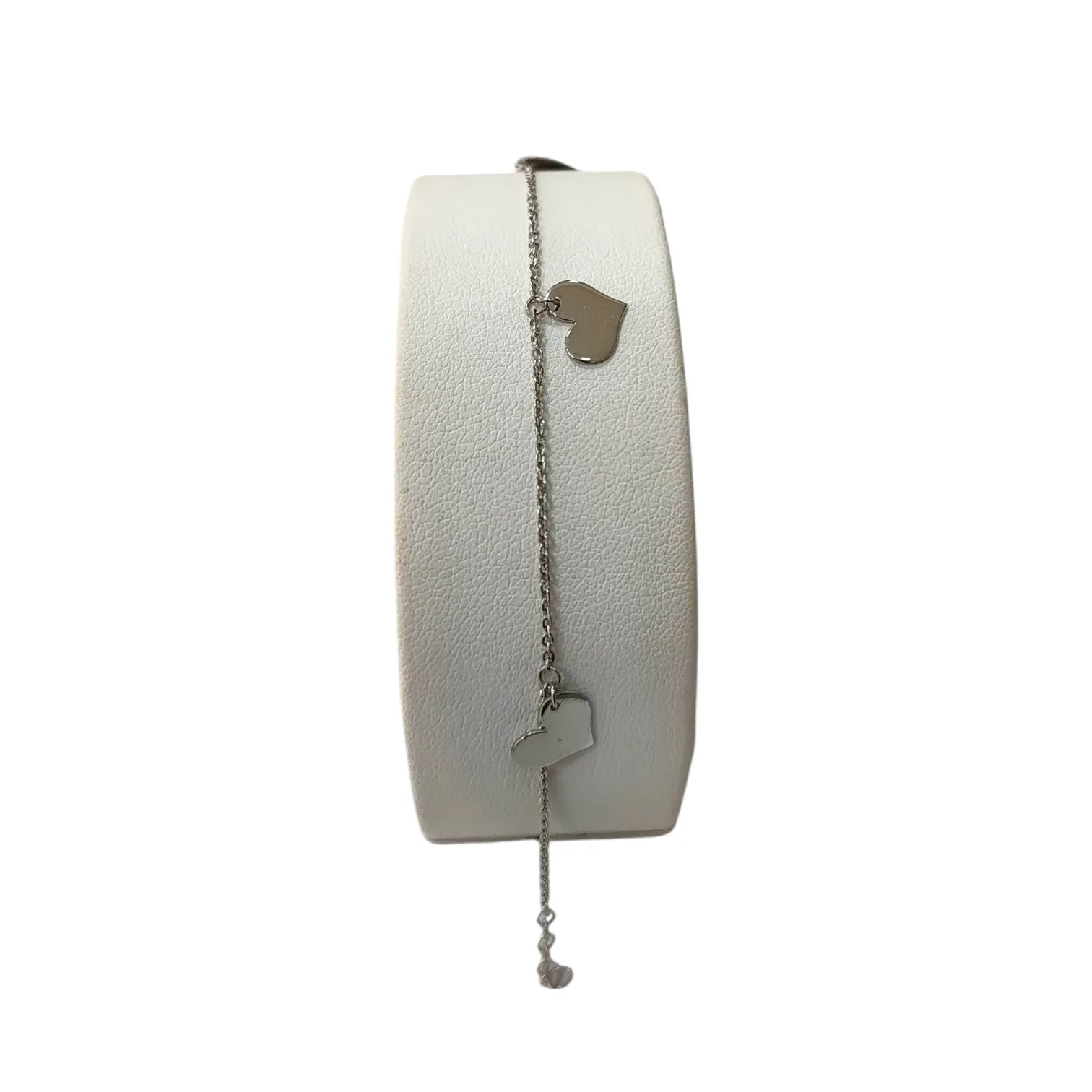 Bracciale donna in oro bianco 18kt con cuori pendenti