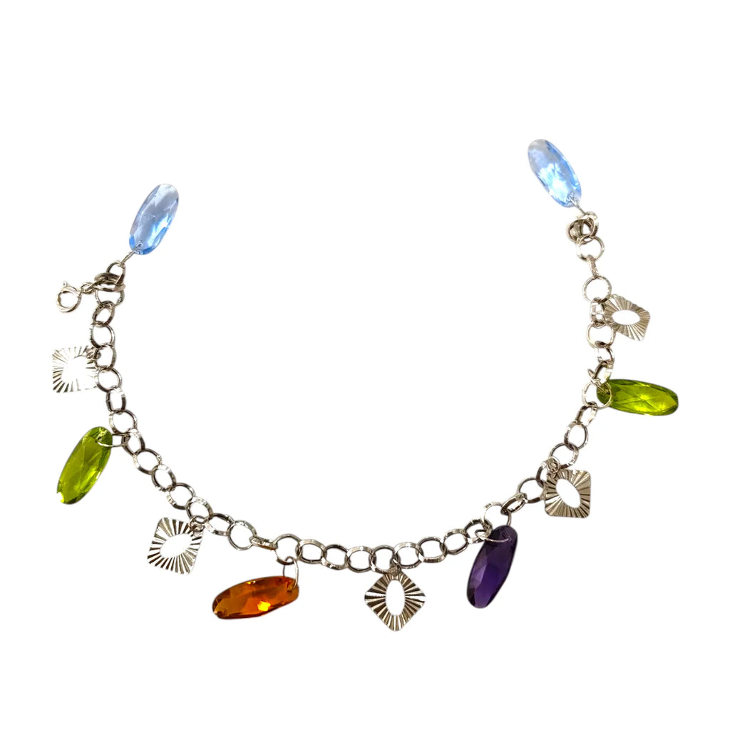 Bracciale donna in oro bianco con pietre naturali