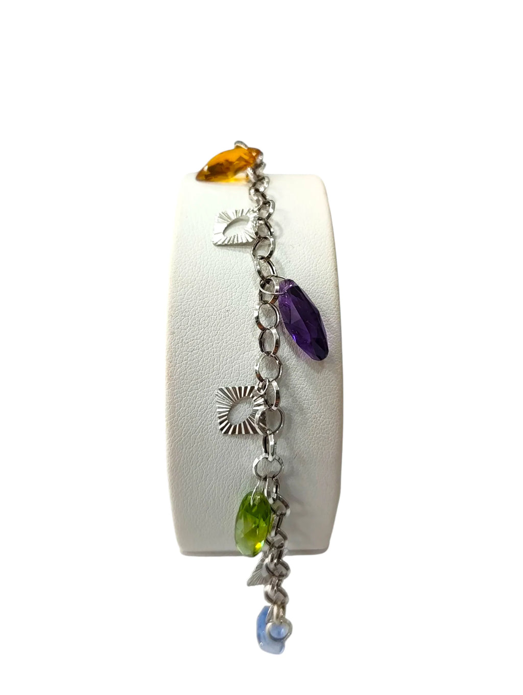 Bracciale donna in oro bianco con pietre naturali