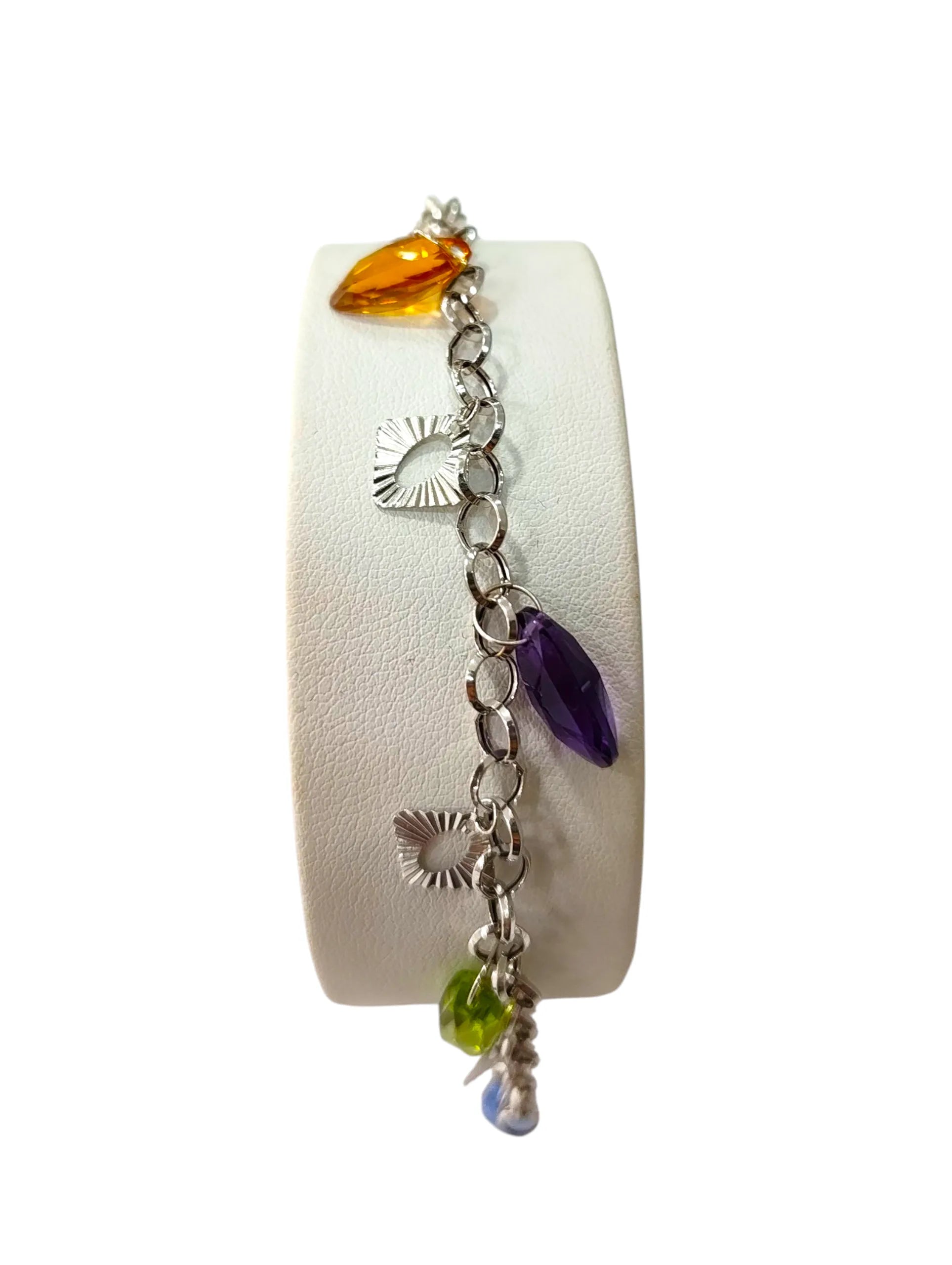 Bracciale donna in oro bianco con pietre naturali