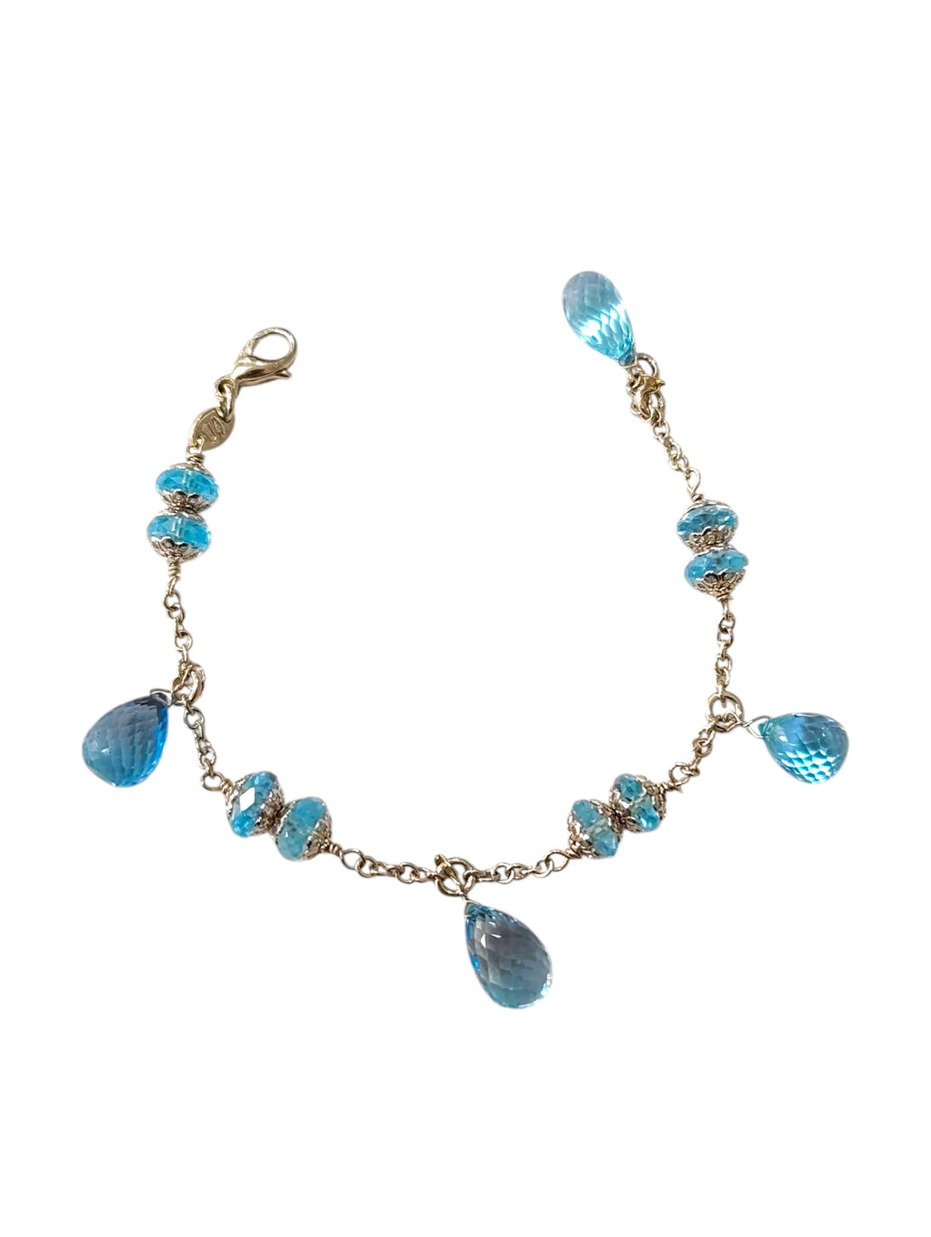 Bracciale donna in oro bianco con pietre naturali azzurre