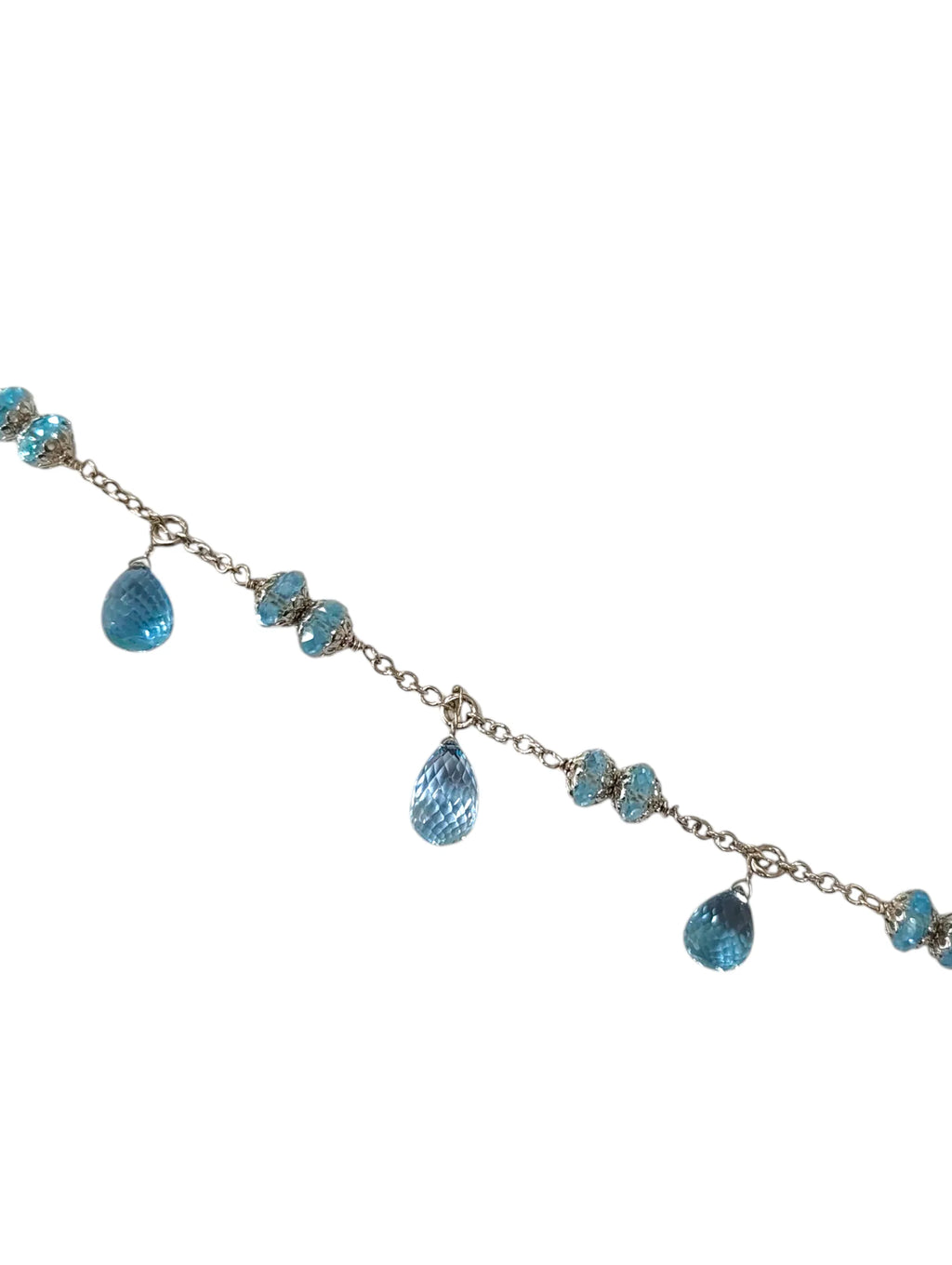 Bracciale donna in oro bianco con pietre naturali azzurre