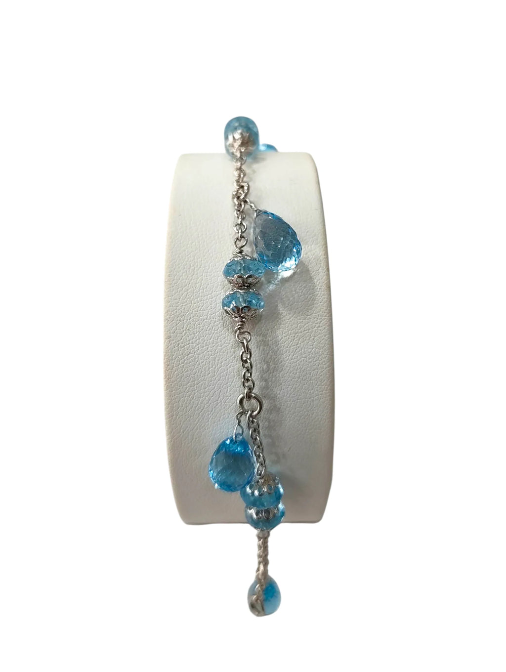 Bracciale donna in oro bianco con pietre naturali azzurre