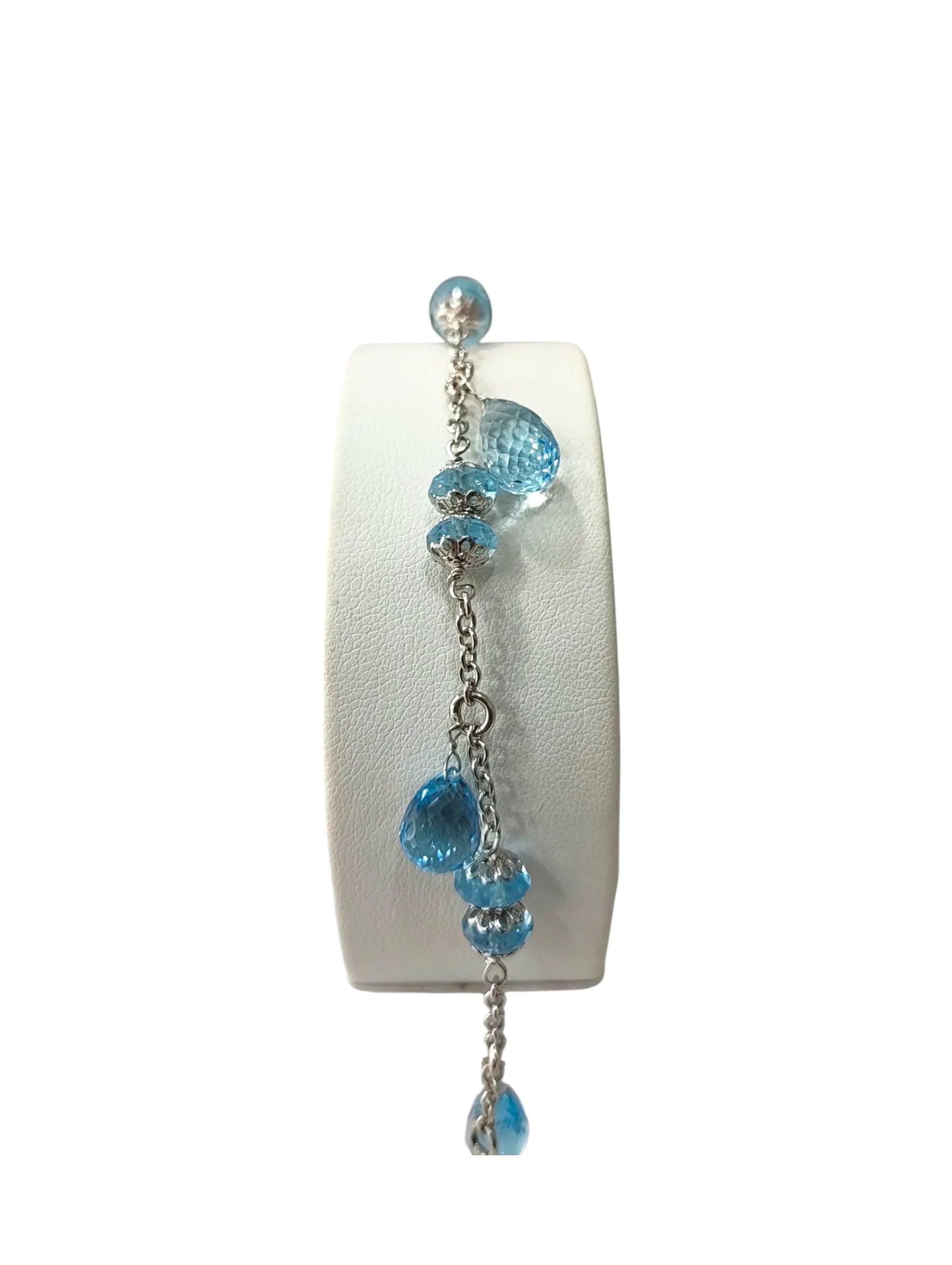 Bracciale donna in oro bianco con pietre naturali azzurre