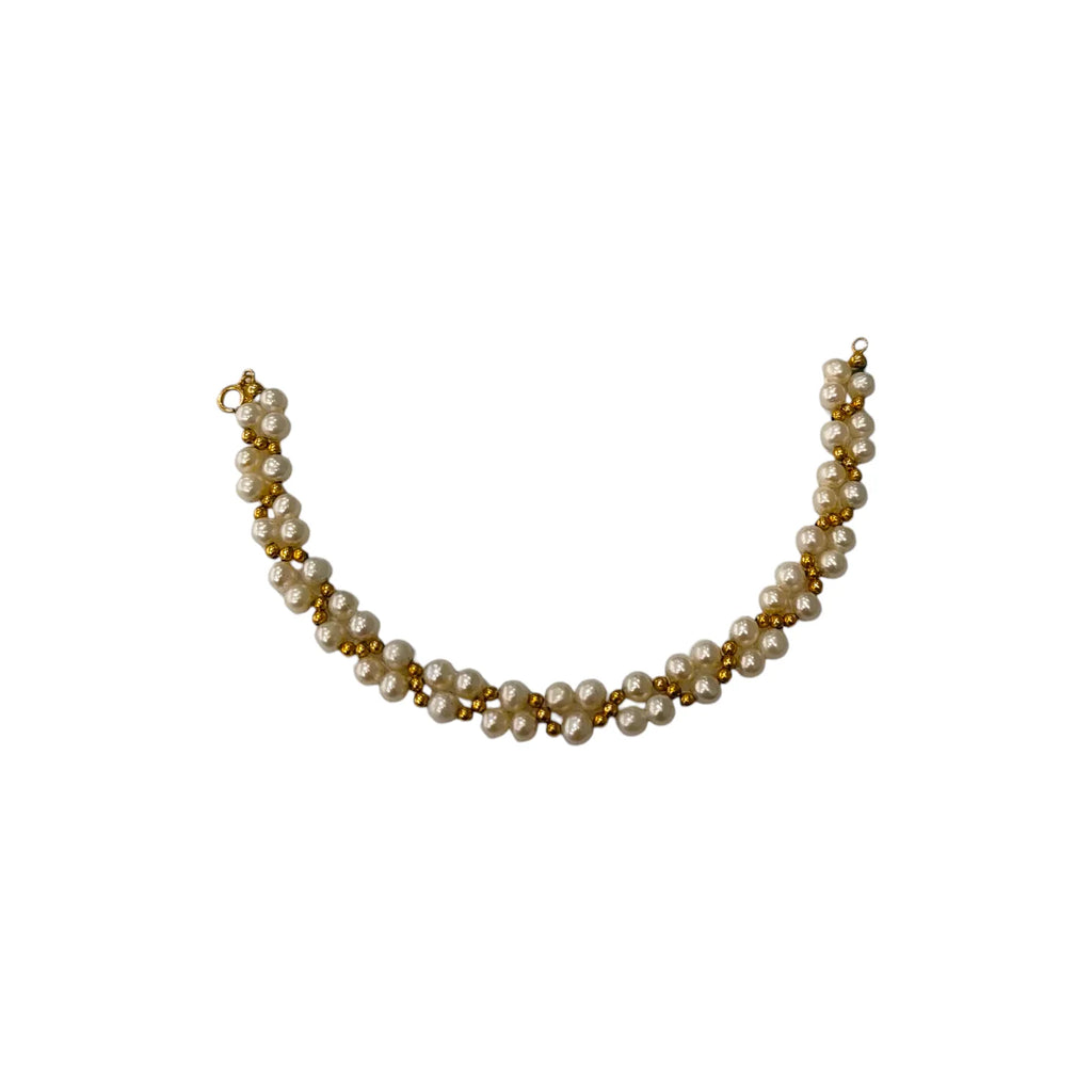 Bracciale donna in oro giallo 18kt con perle bianche