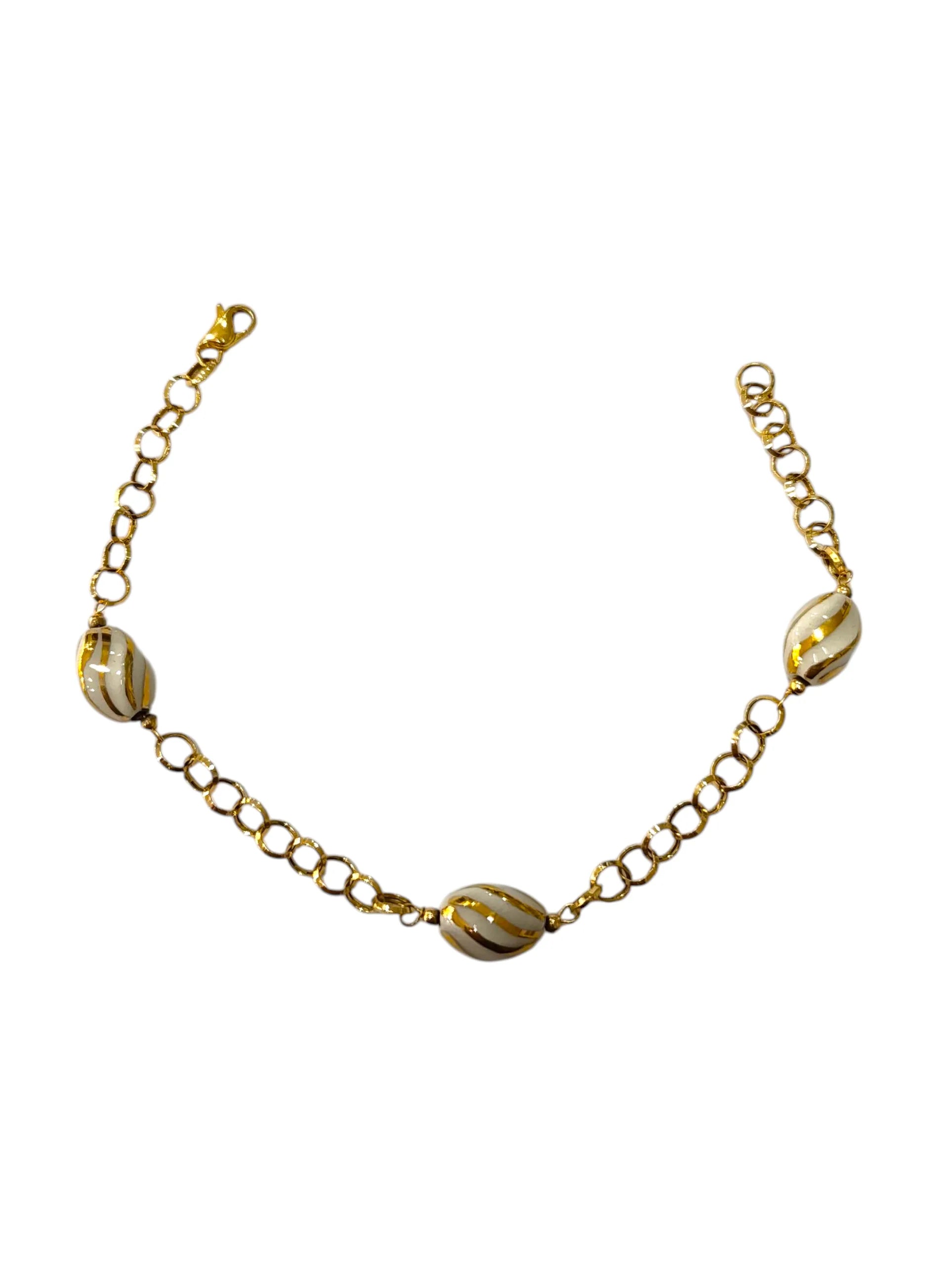 Bracciale donna in oro giallo 18kt con sfere lavorate