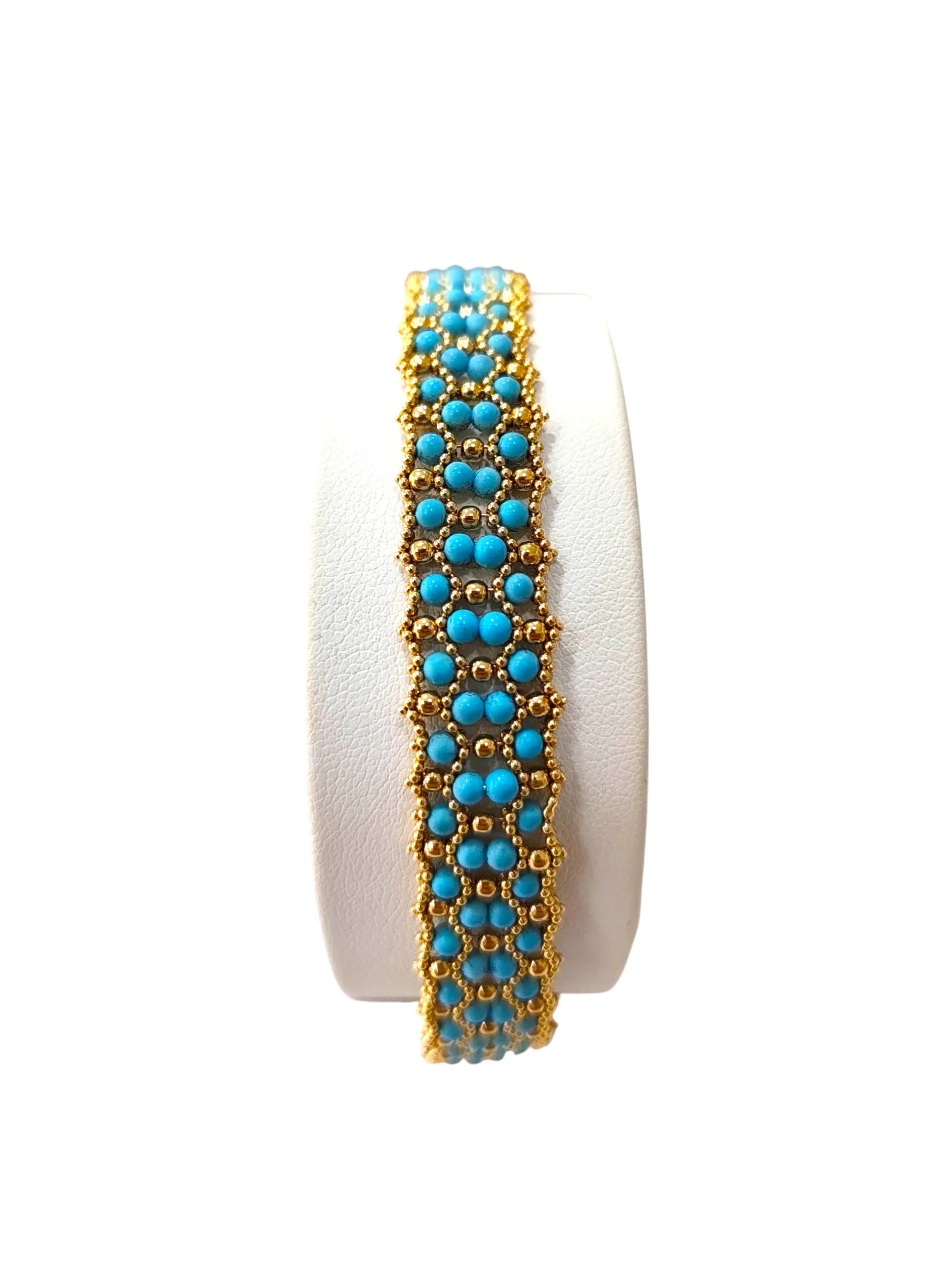 Bracciale donna in oro giallo 18kt con turchese