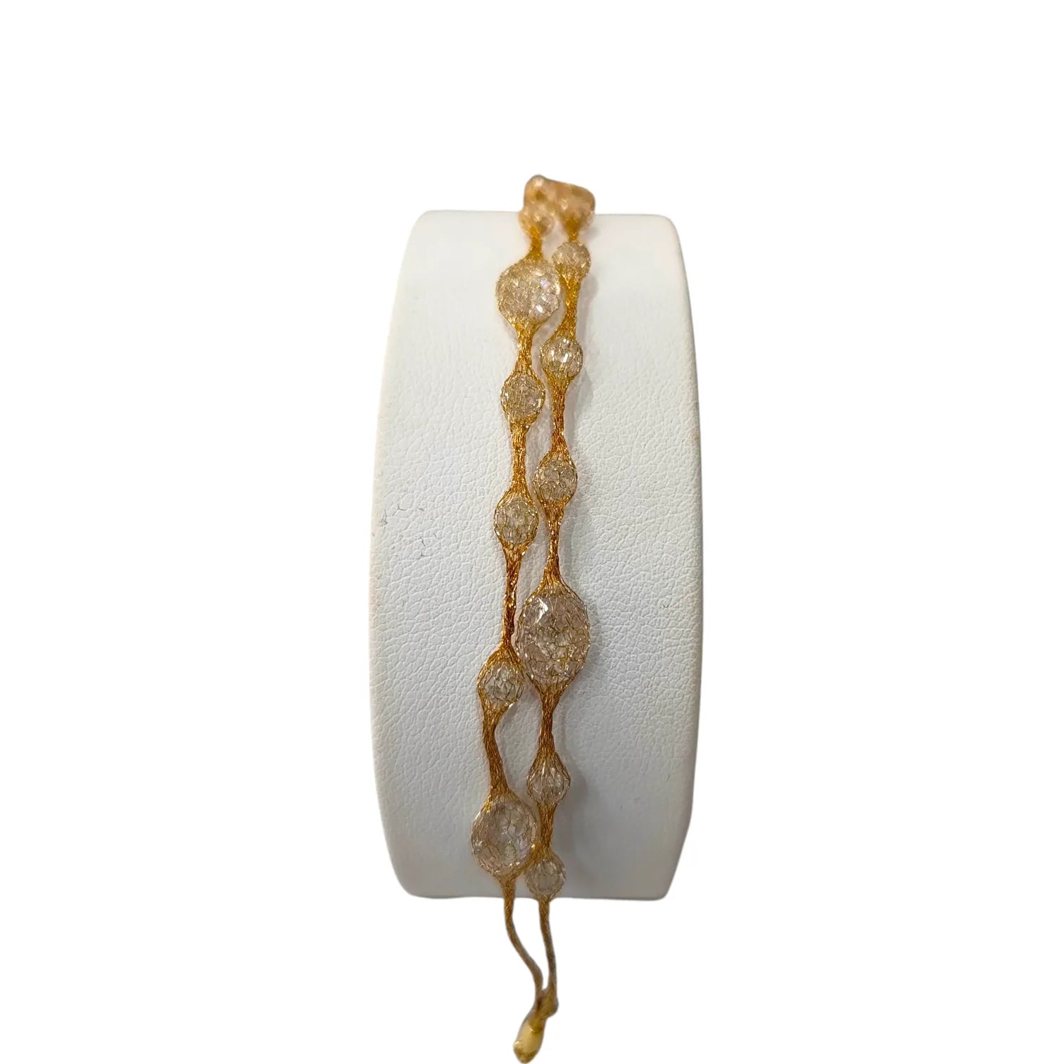 Bracciale donna in oro giallo 18kt effetto seta e pietre