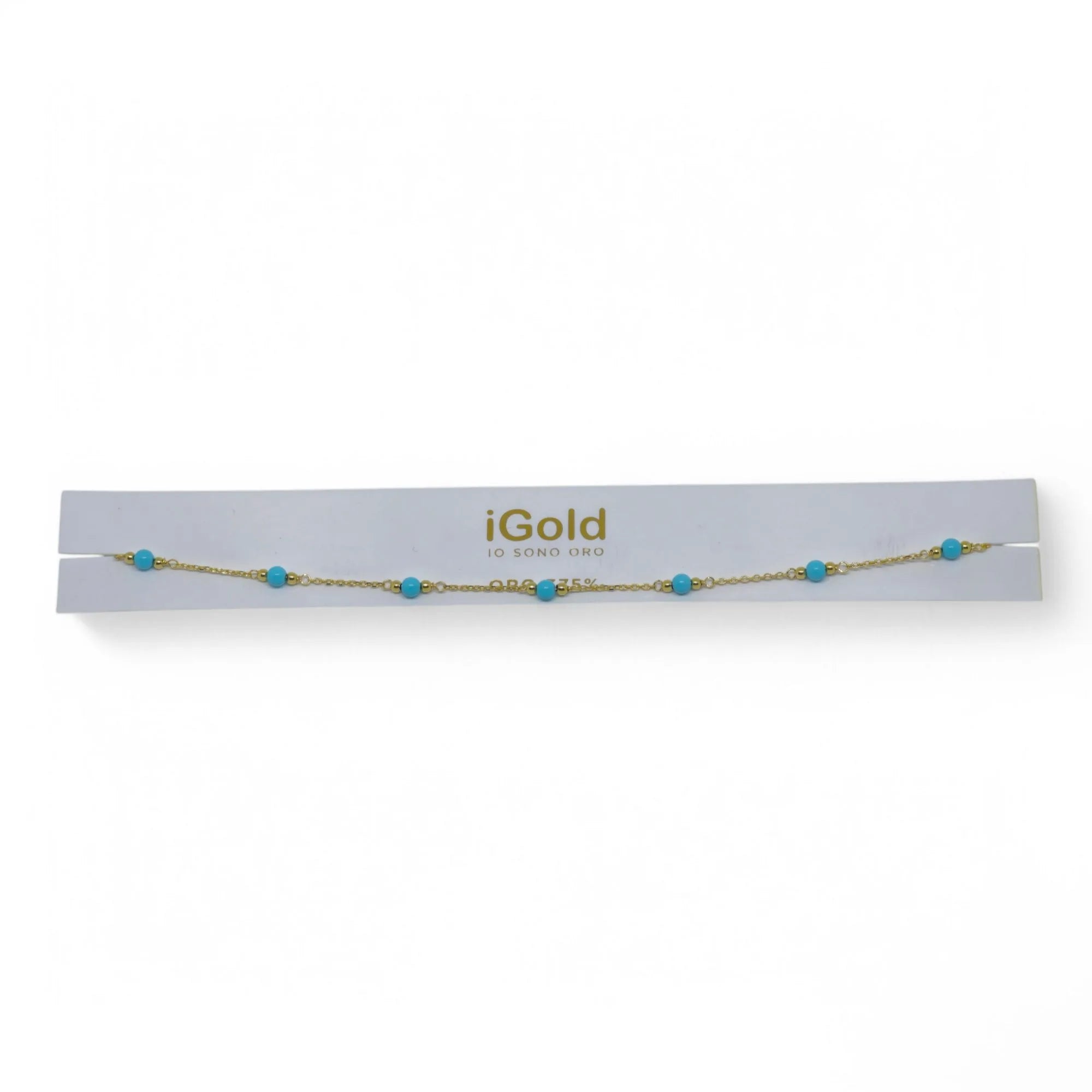 Bracciale donna in oro giallo 9 kt con corallo azzurro