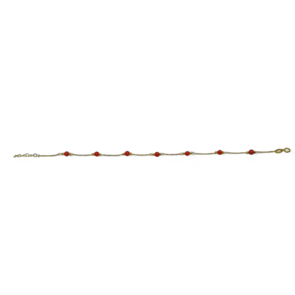 Damenarmband aus 9 kt Gelbgold mit roter Koralle