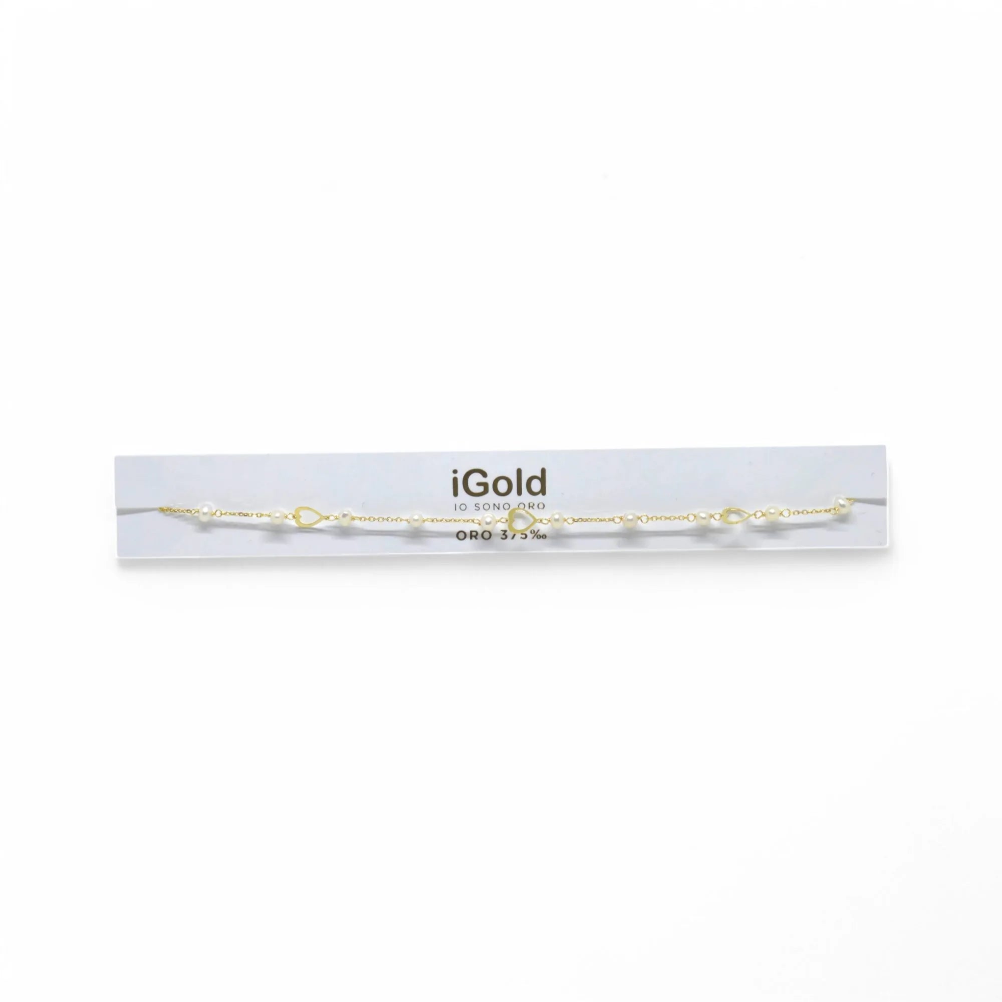 Damenarmband aus 9 kt Gelbgold mit Herz und Perlen