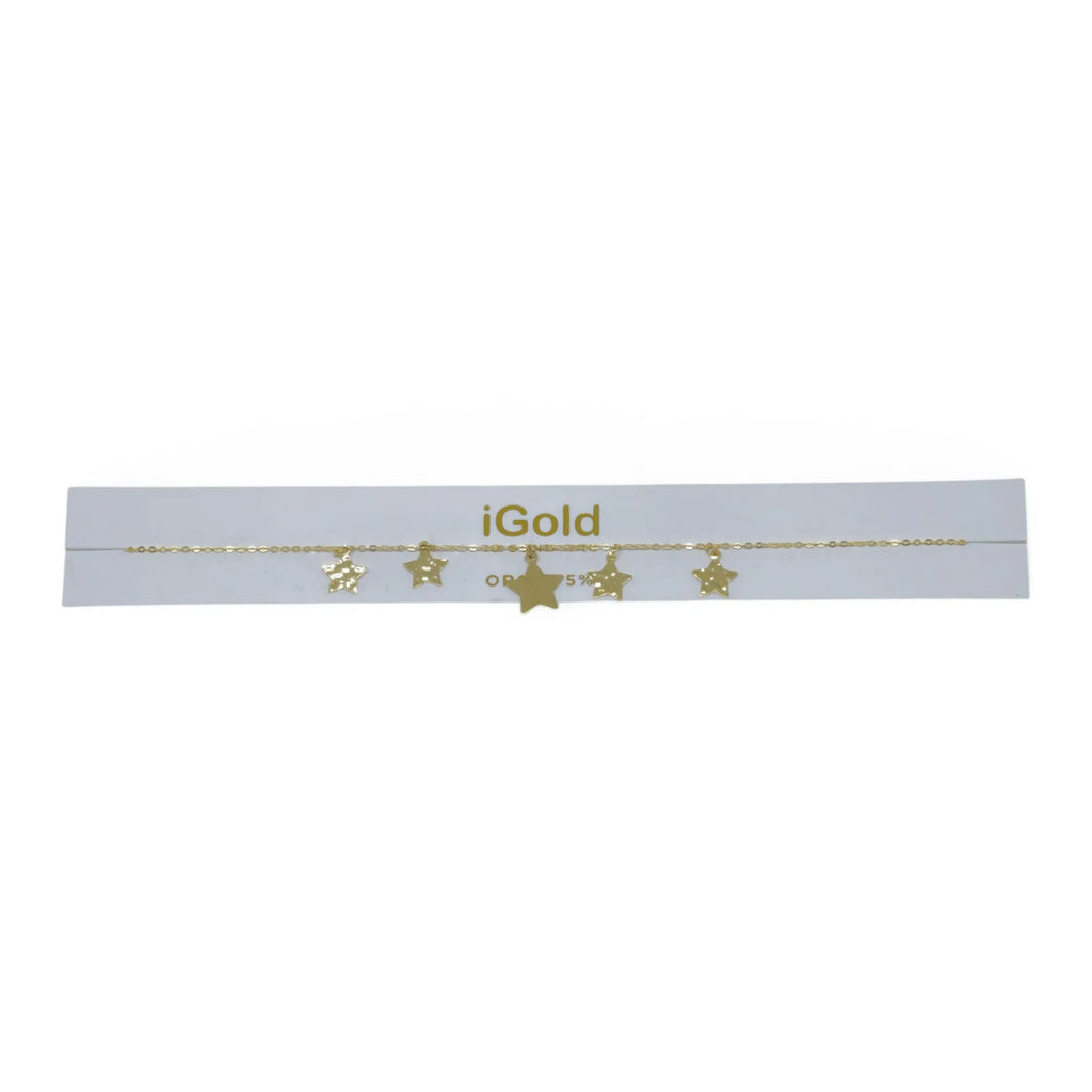 Bracciale donna in oro giallo 9 kt con pendenti stella