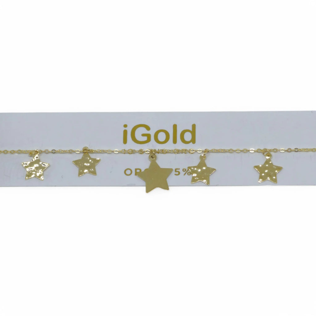Bracciale donna in oro giallo 9 kt con pendenti stella