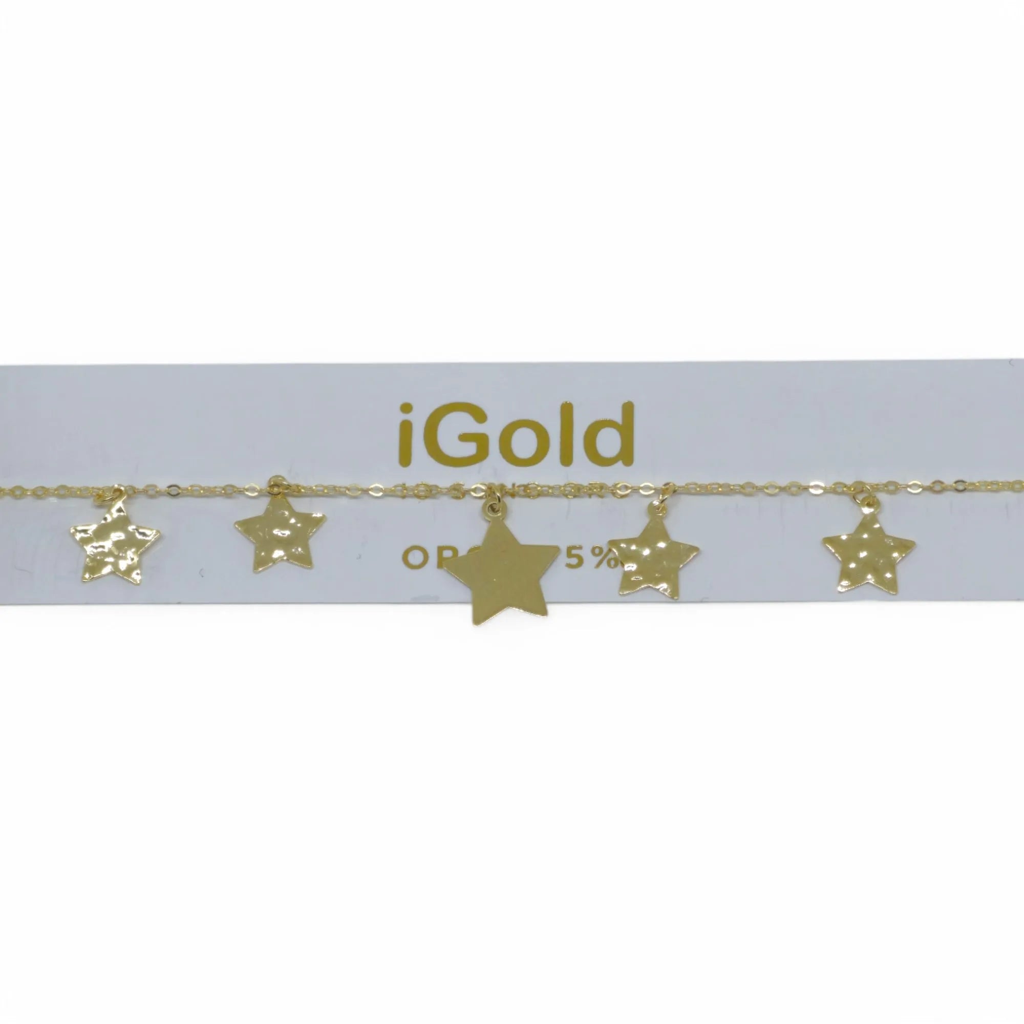 Bracciale donna in oro giallo 9 kt con pendenti stella