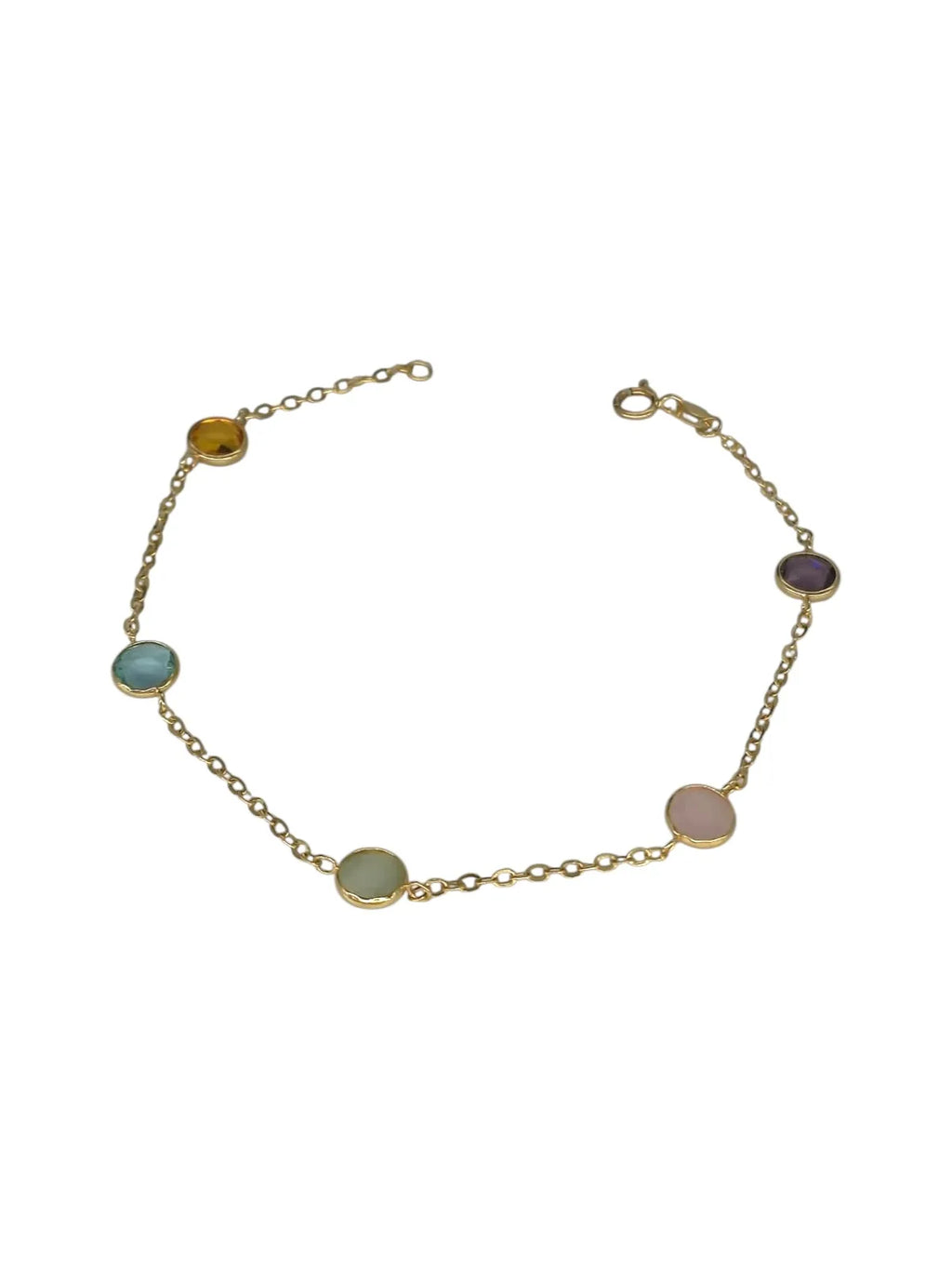 Damenarmband aus Gelbgold mit leichten bunten Steinen