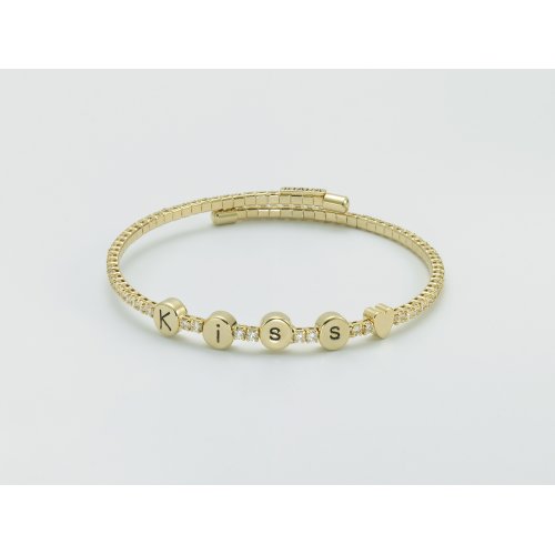 Bracciale donna kiara in ottone dorato KBRD1624G scritta kiss