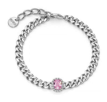 Bracciale donna kiara pietra rosa in ottone kbrd1806b