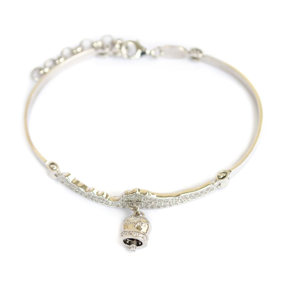 Bracciale donna orizzonte in argento 925, zirconi e Campanella della fortuna