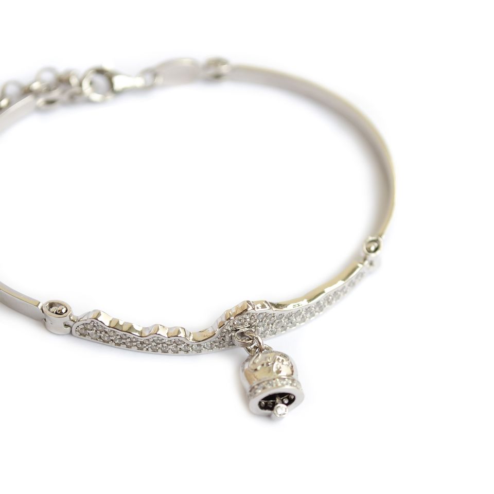 Bracciale donna orizzonte in argento 925, zirconi e Campanella della fortuna